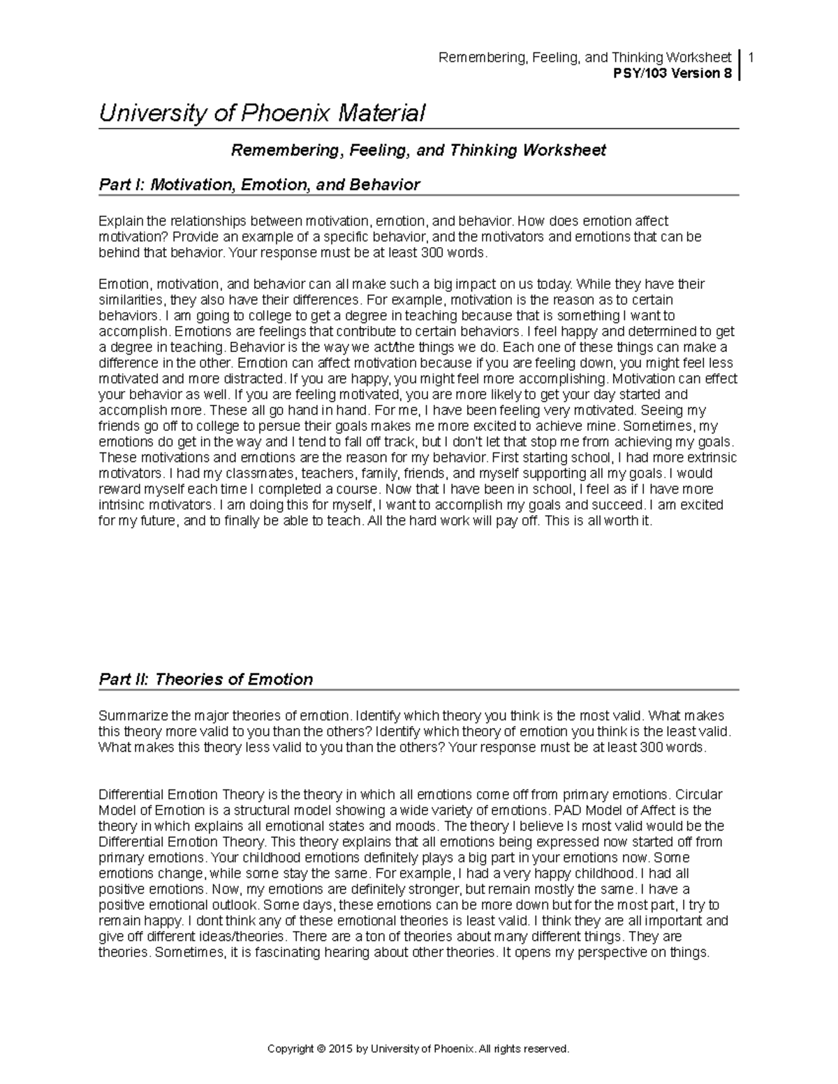 PSY103 Remembering, feeling, thinking - Remembering, Feeling, and ...