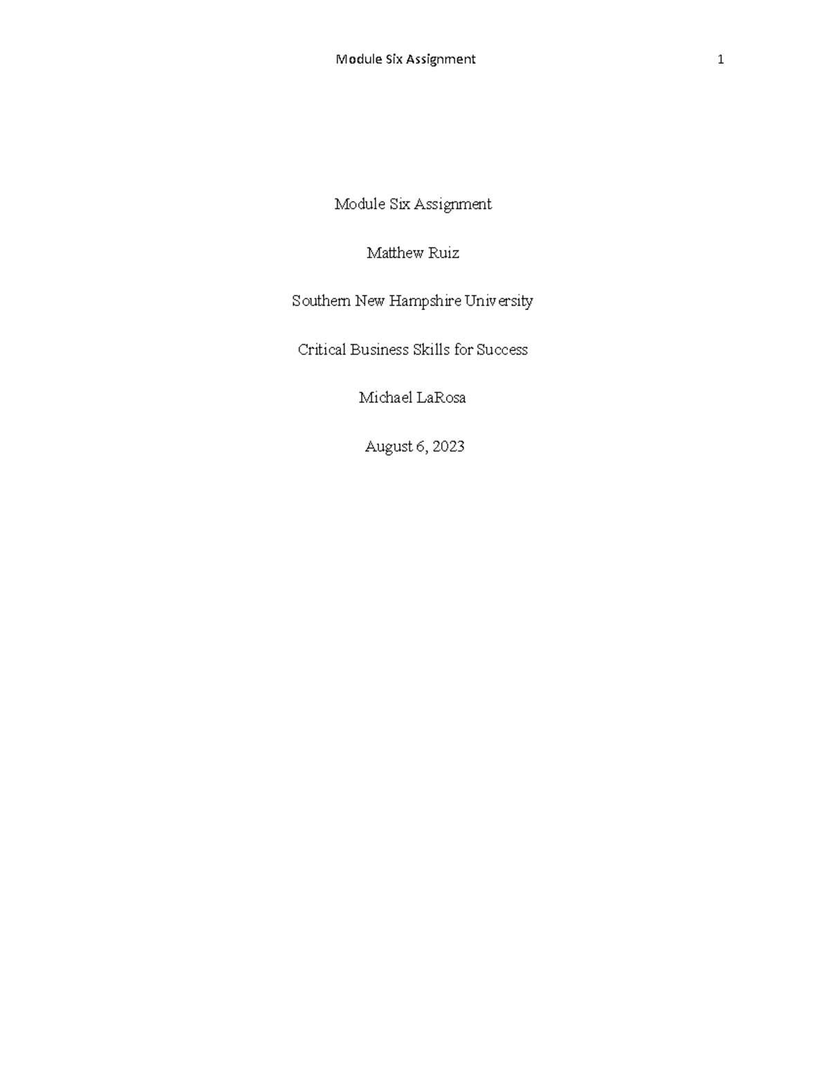 Module Six Assignment - Module Six Assignment Matthew Ruiz Southern New ...