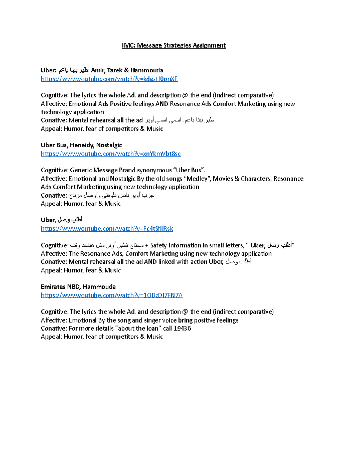 IMC Ads - IMC Ads - IMC: Message Strategies Assignment Uber: طير بينا ...