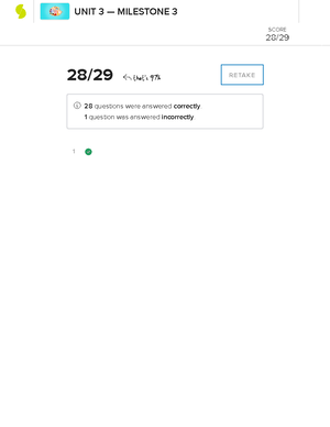 Milestone 3 Art History - 1 26/29 That's 90% RETAKE 26 Questions Were ...