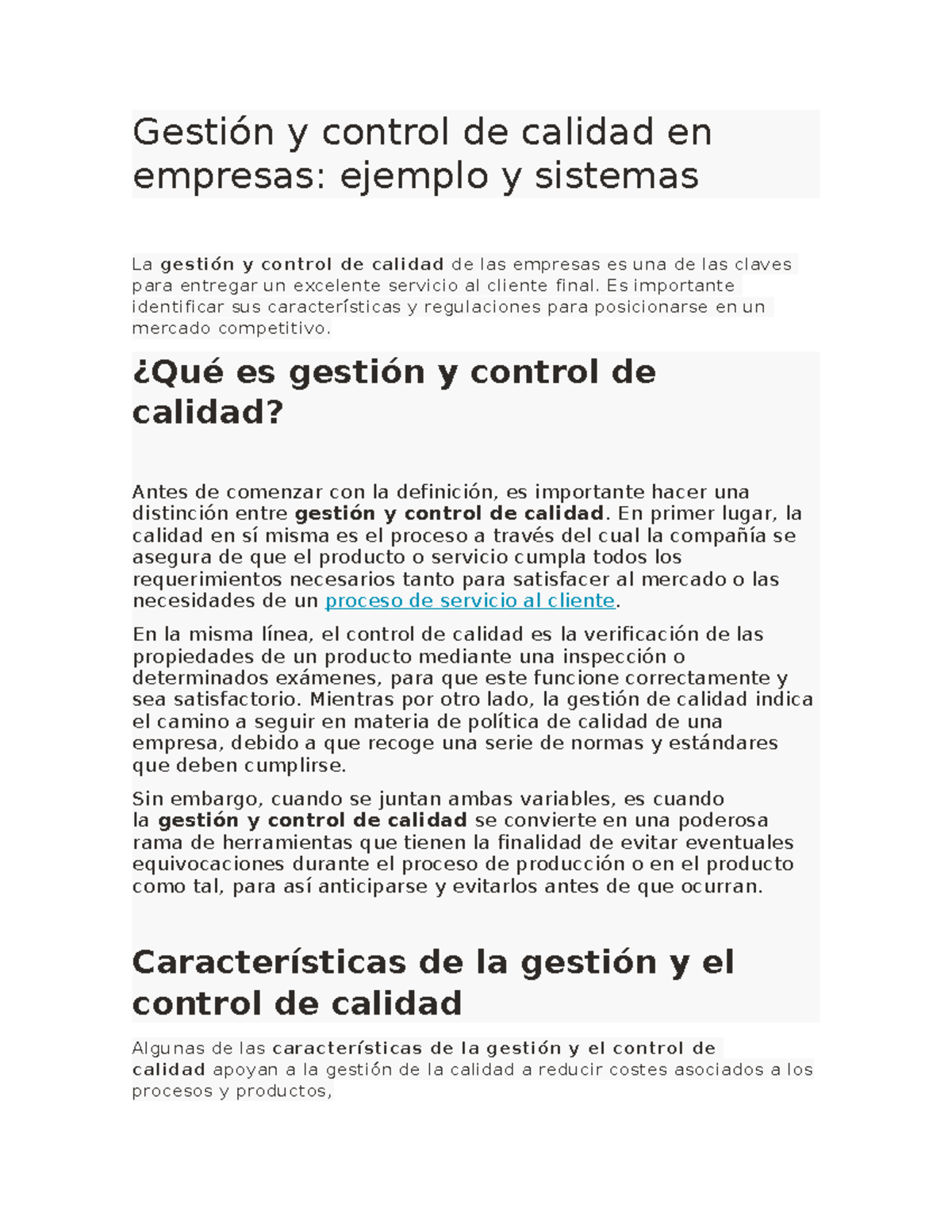 Gestión y control de calidad en empresas - Es importante identificar ...