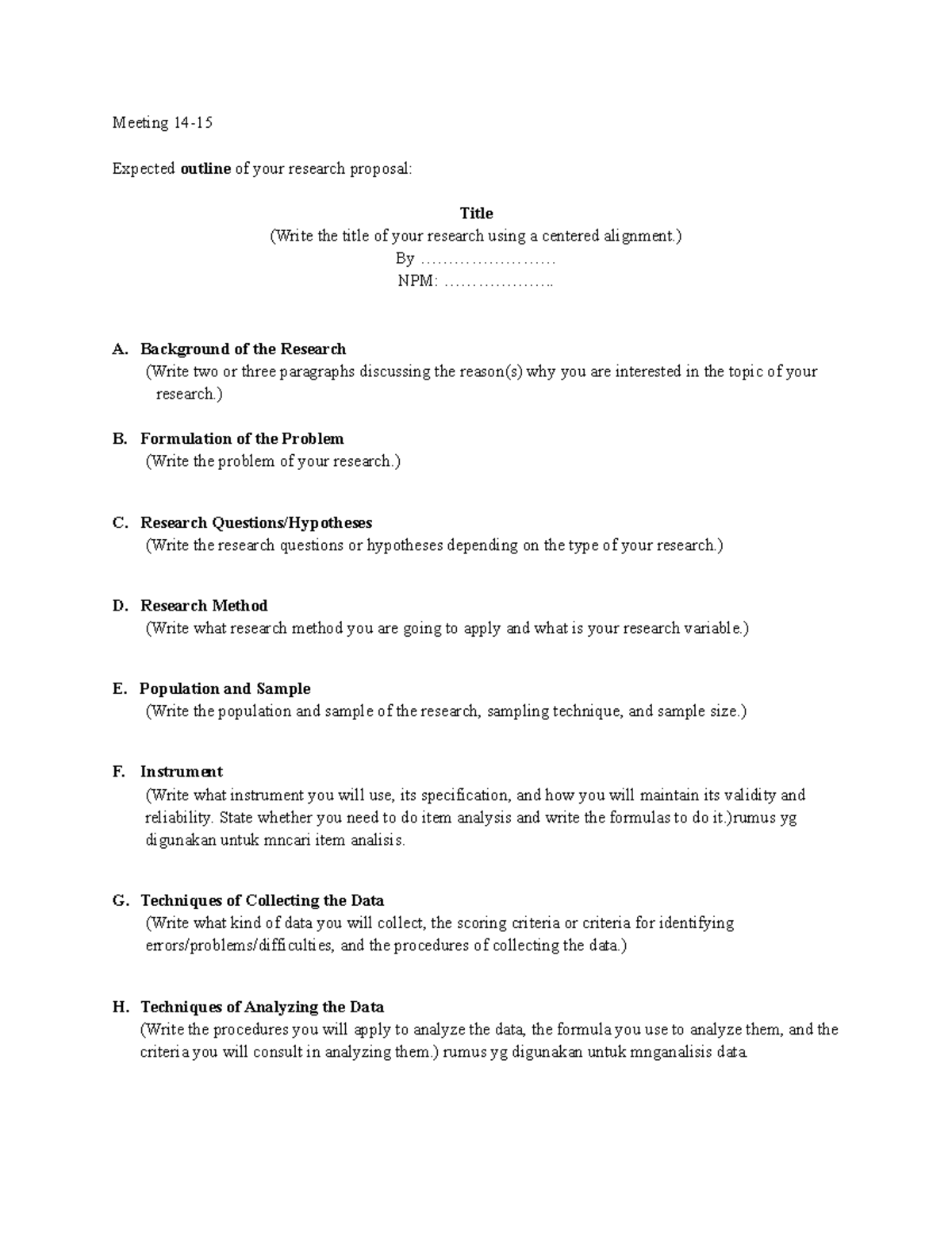 research proposal meeting