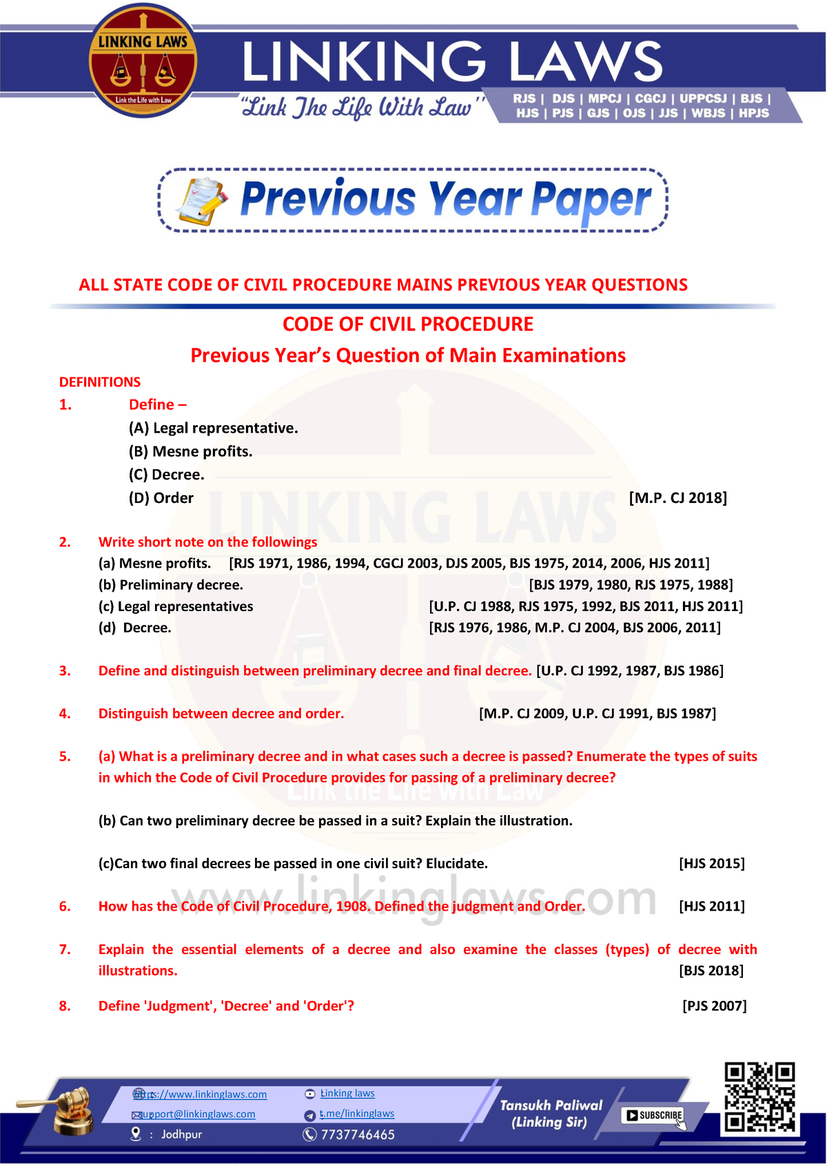 All India Cpc Complete Cpc Linkinglaws Linking Laws All State Code Of Civil Procedure Mains 0824