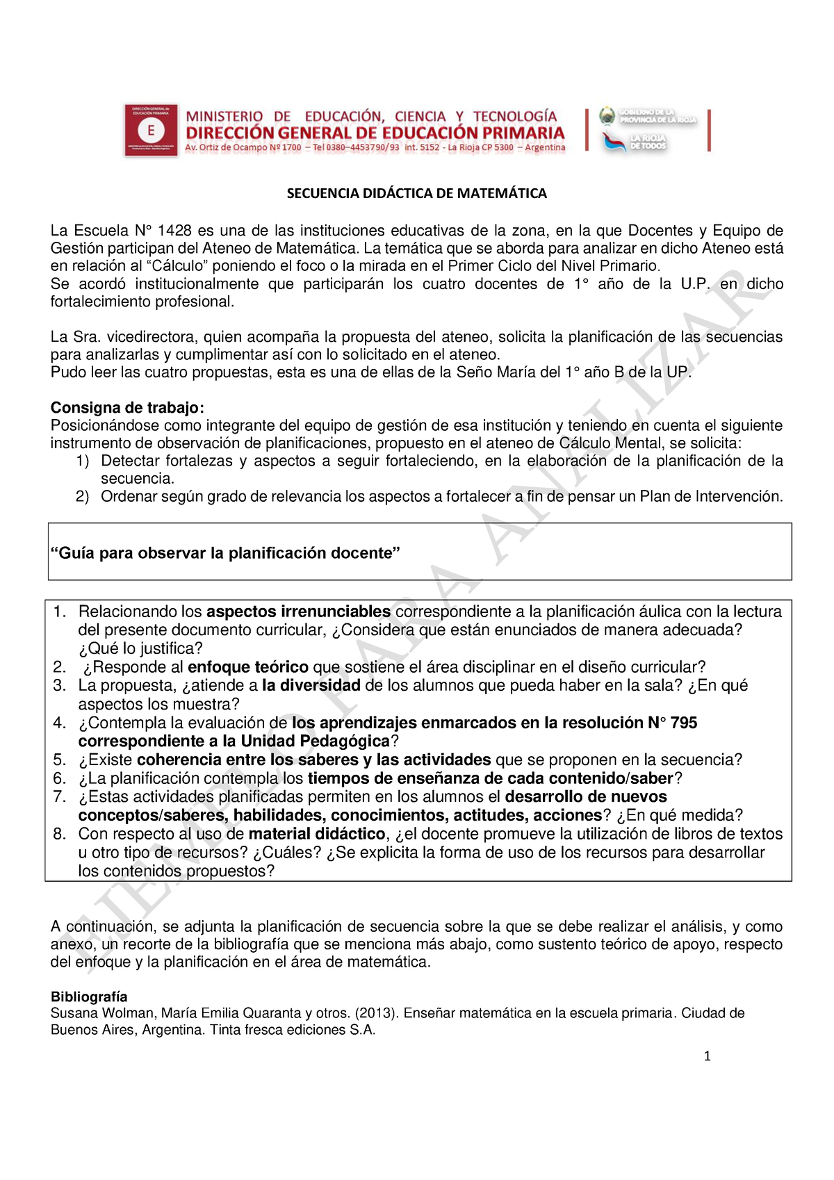 5 matematica secuencia did ctica para analisis SECUENCIA DIDÁCTICA DE