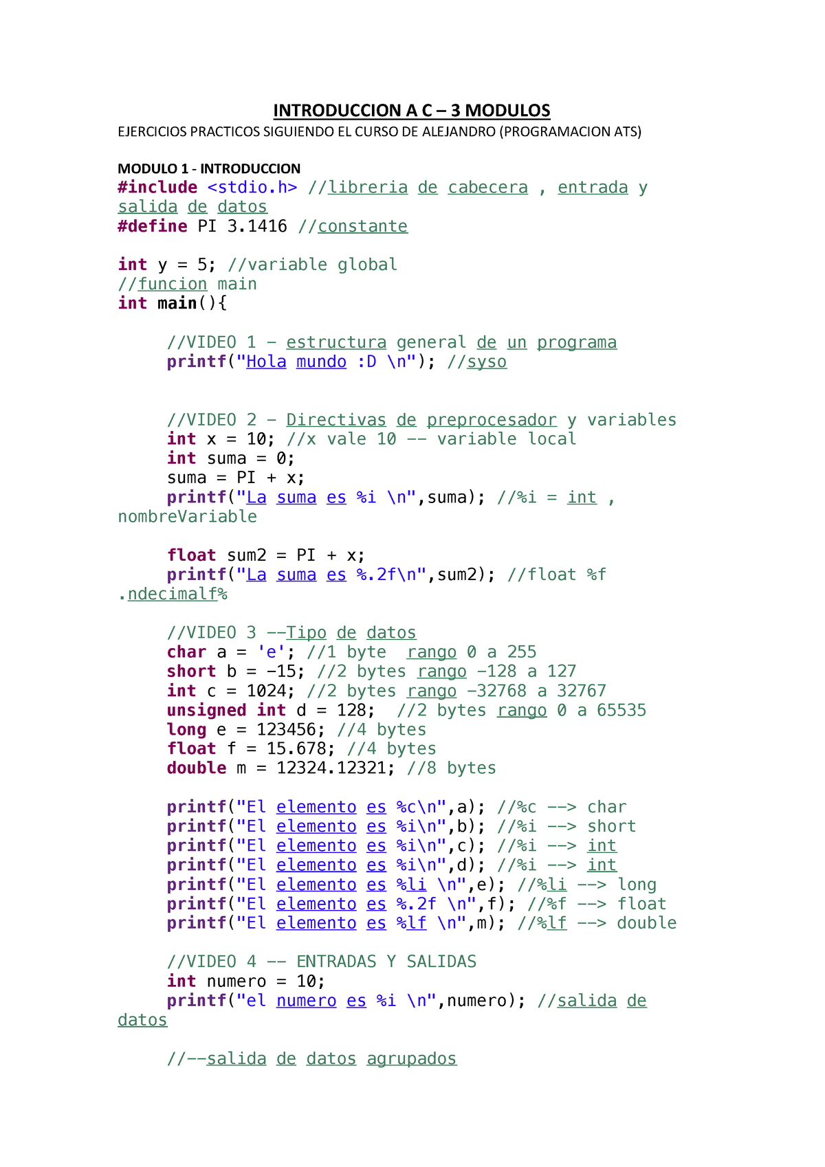 Introduccion A C Apuntes 1 Introduccion Modulos Ejercicios Practicos Siguiendo Studocu