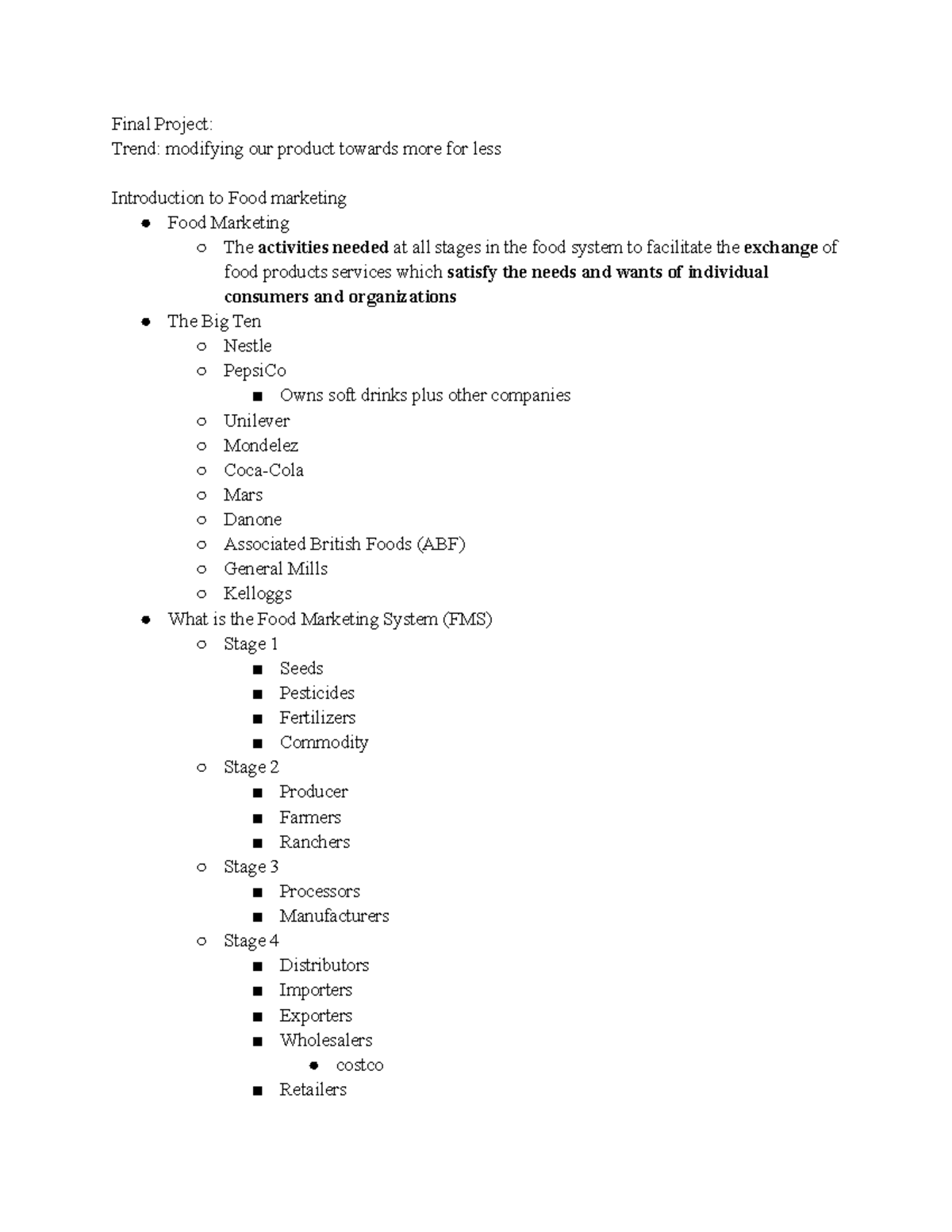 AGB 301 110 Lecture notes Food and Fiber Marketing AGB 301. Final Project Trend modifying