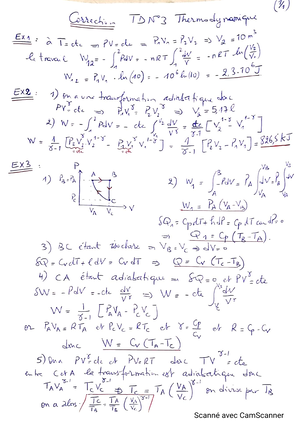 TD4 2022 - Exercices Et Cours Thermodynamique - 1 Université Cadi Ayyad ...