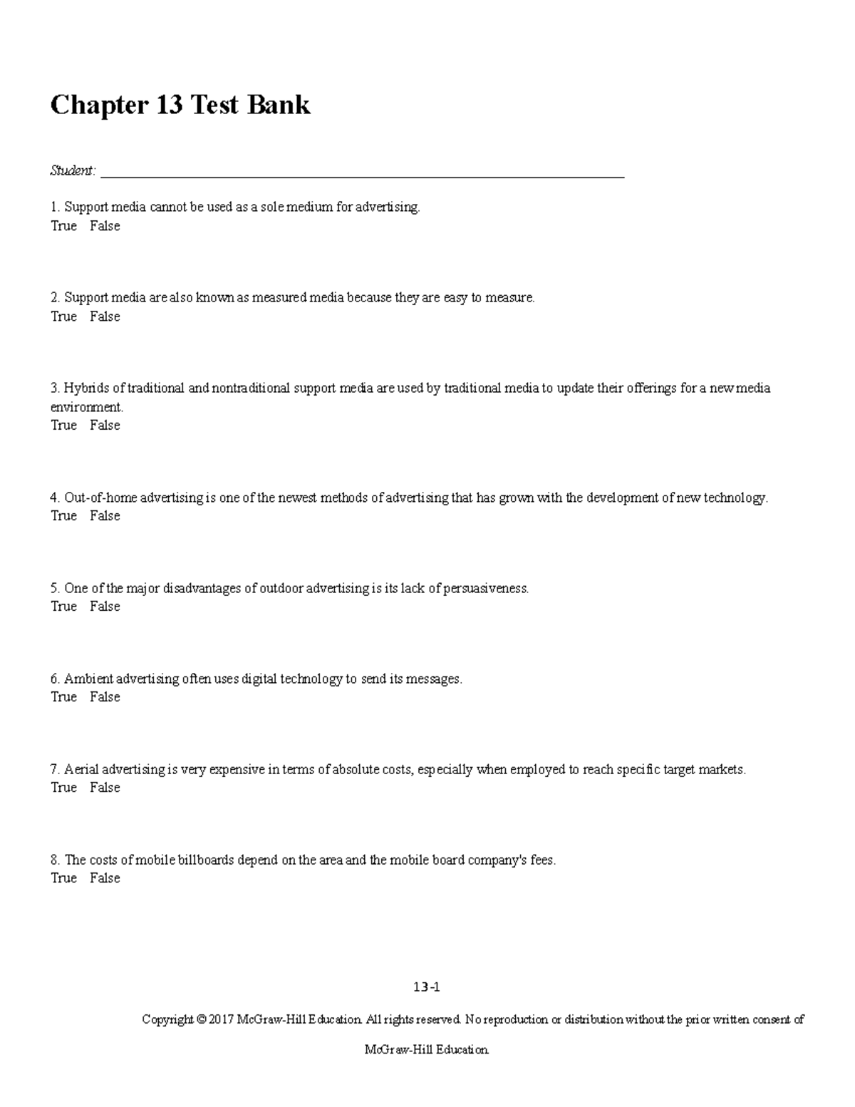 Chapter 13 Test Bank - Chapter 13 Test Bank Student: - Studocu