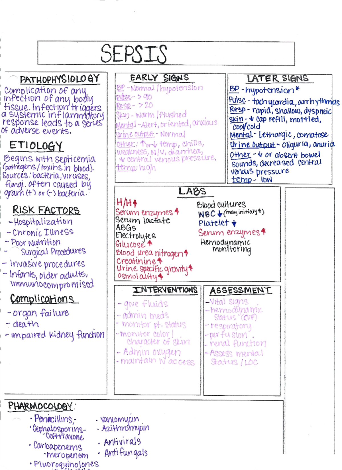 Sepsis Concept Map - NUR3196 - Studocu