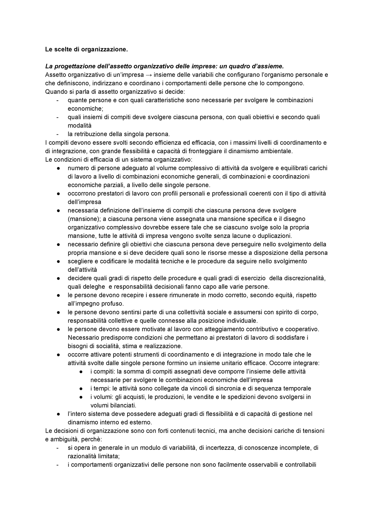 Management cap.15 libro - Le scelte di organizzazione. La progettazione ...