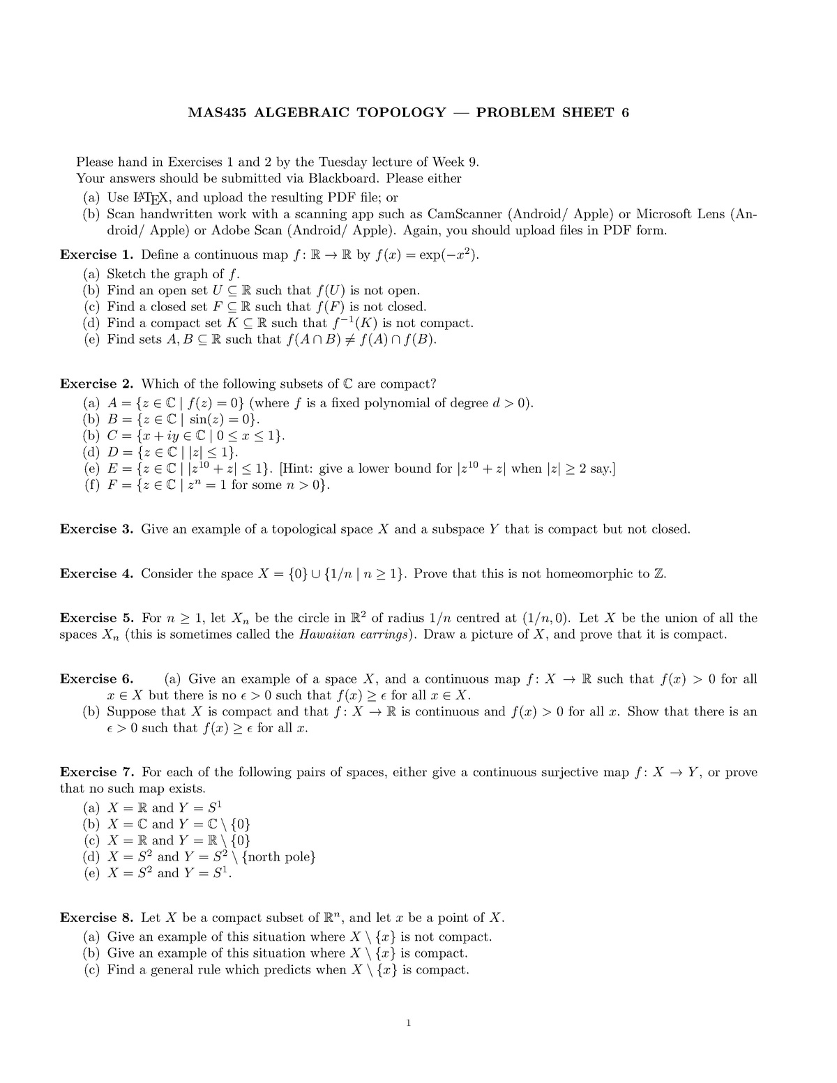 mas435-algebraic-topology-problem-sheet-6-mas435-algebraic-topology