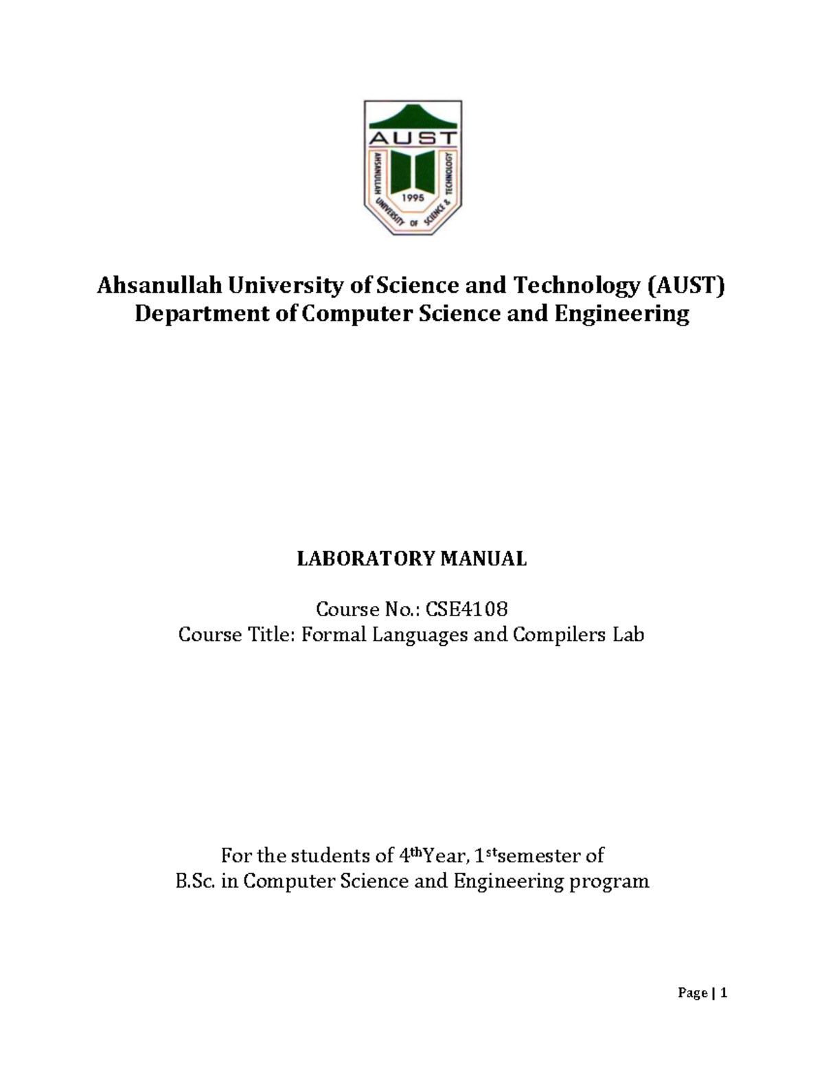 CSE4108Lab Manual Ahsanullah University of Science and Technology