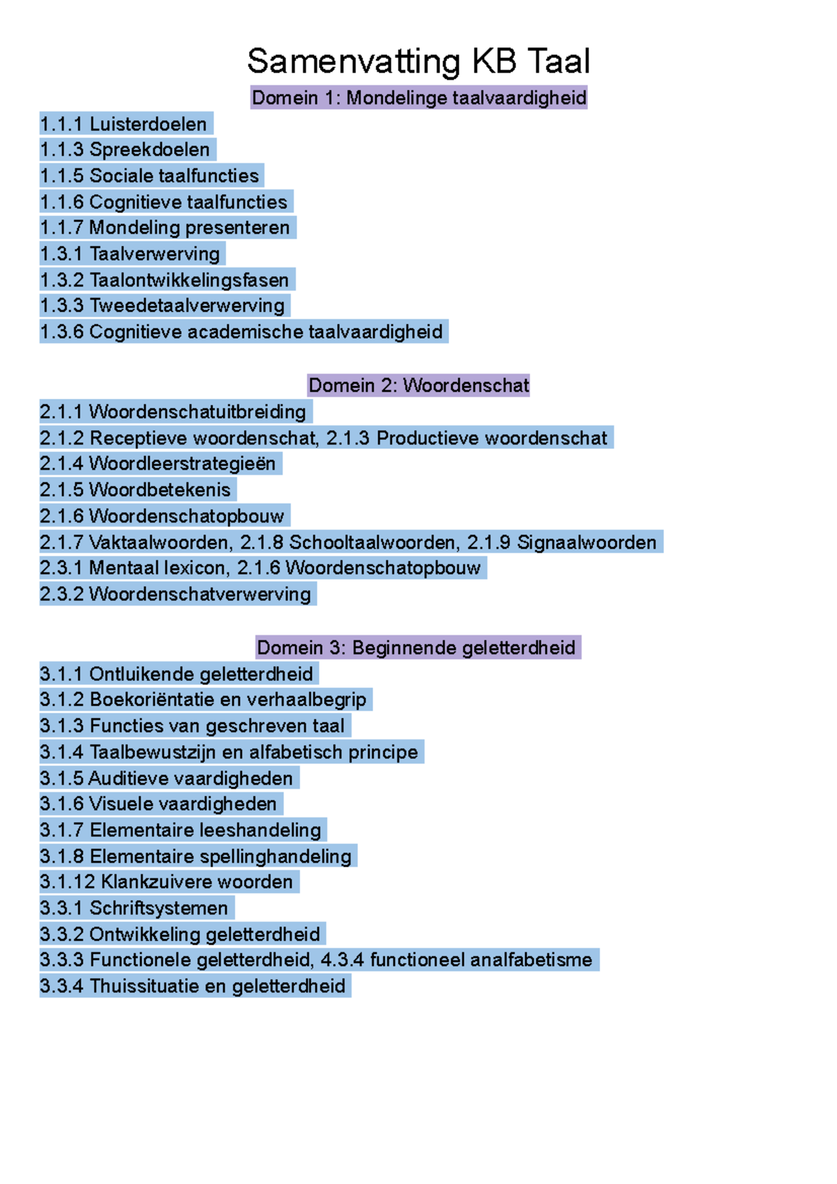KENNISBASIS Taal Pabo - Samenvatting KB Taal Domein 1: Mondelinge ...