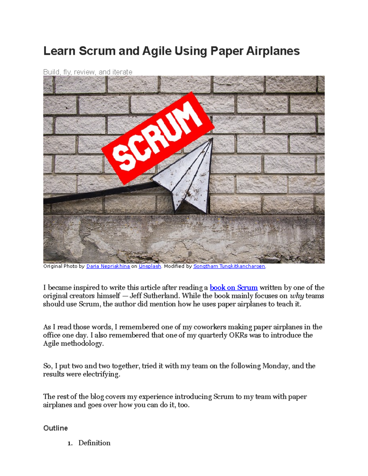 Paper Airplane Scrum and Agile Learn Scrum and Agile Using Paper