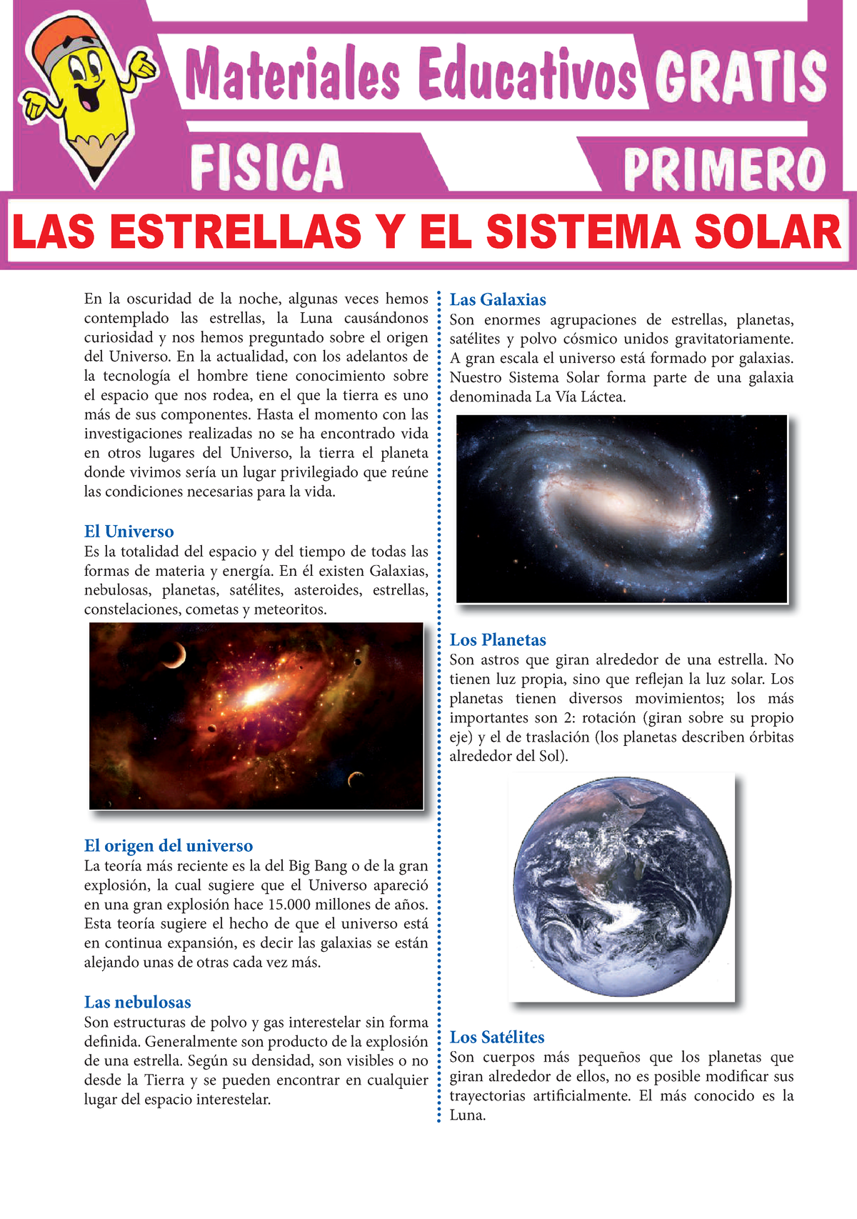 Las Estrellas Y El Sistema Solar Para Primer Grado De Secundaria - En ...