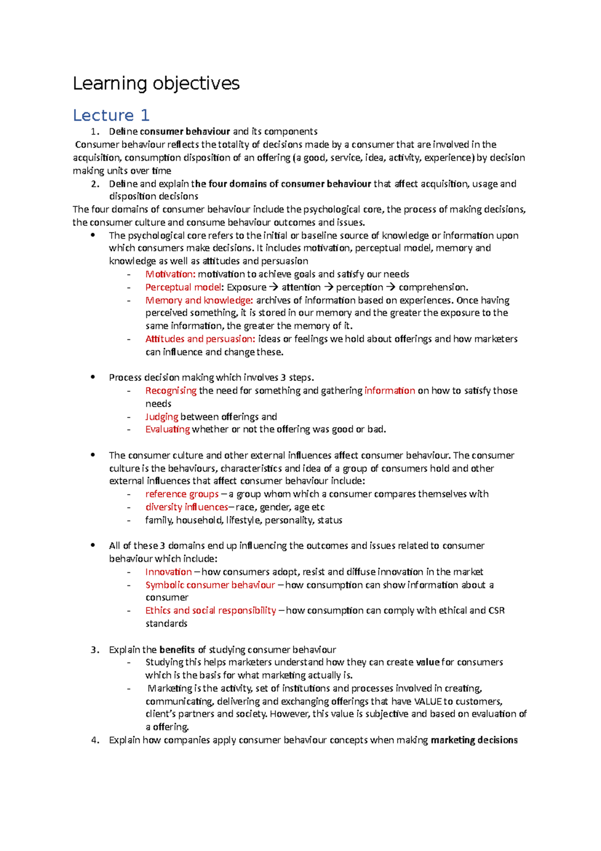 Learning objectives - Learning objectives Lecture 1 Define consumer ...