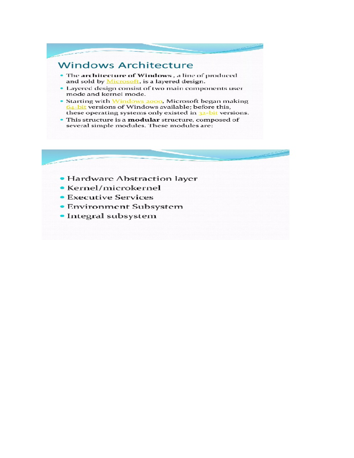 Windows Architecture - Information technology - Studocu