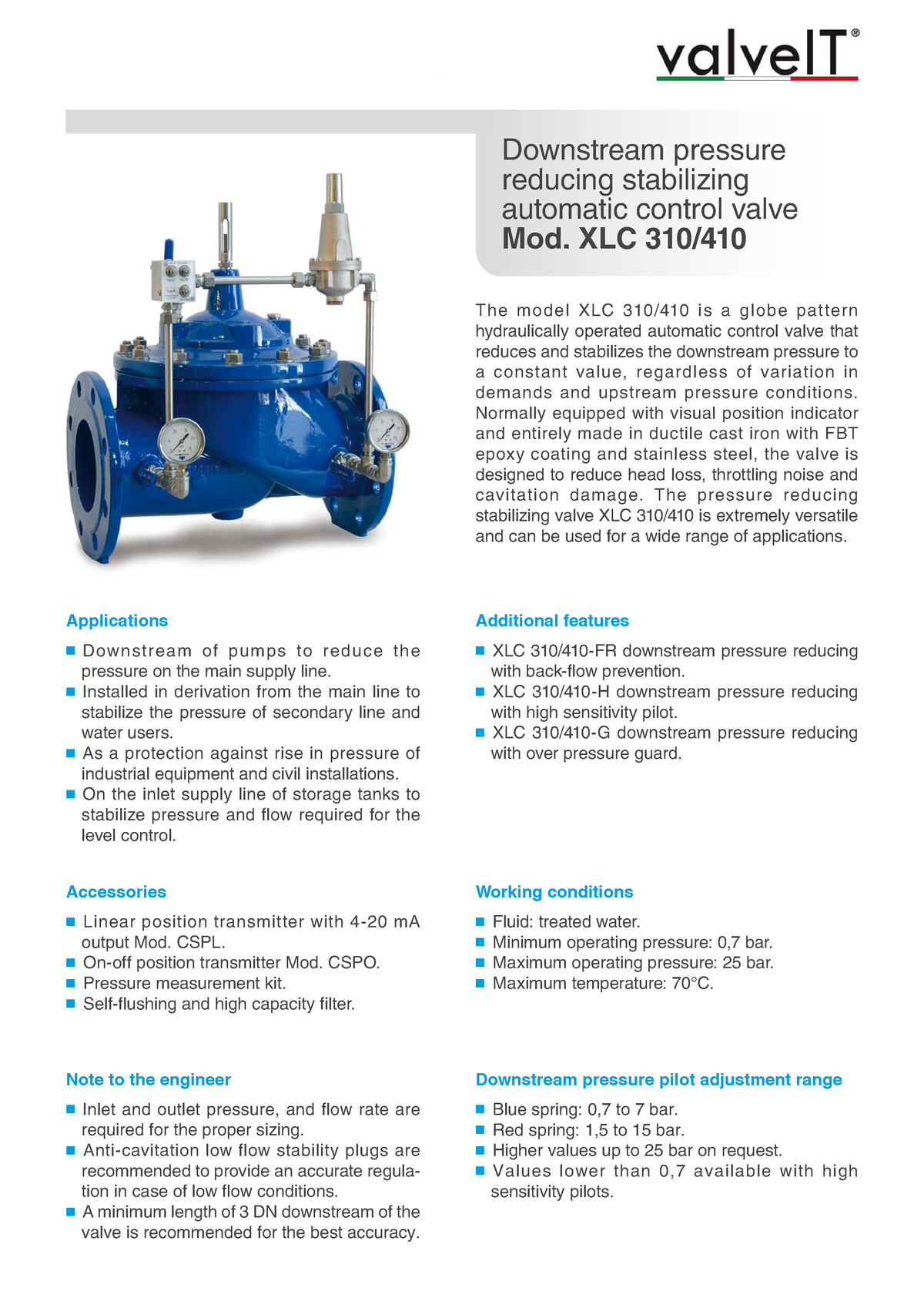 XLC 310-410 pressure reducing valve 8.2017 - The model XLC 310/410 is a ...