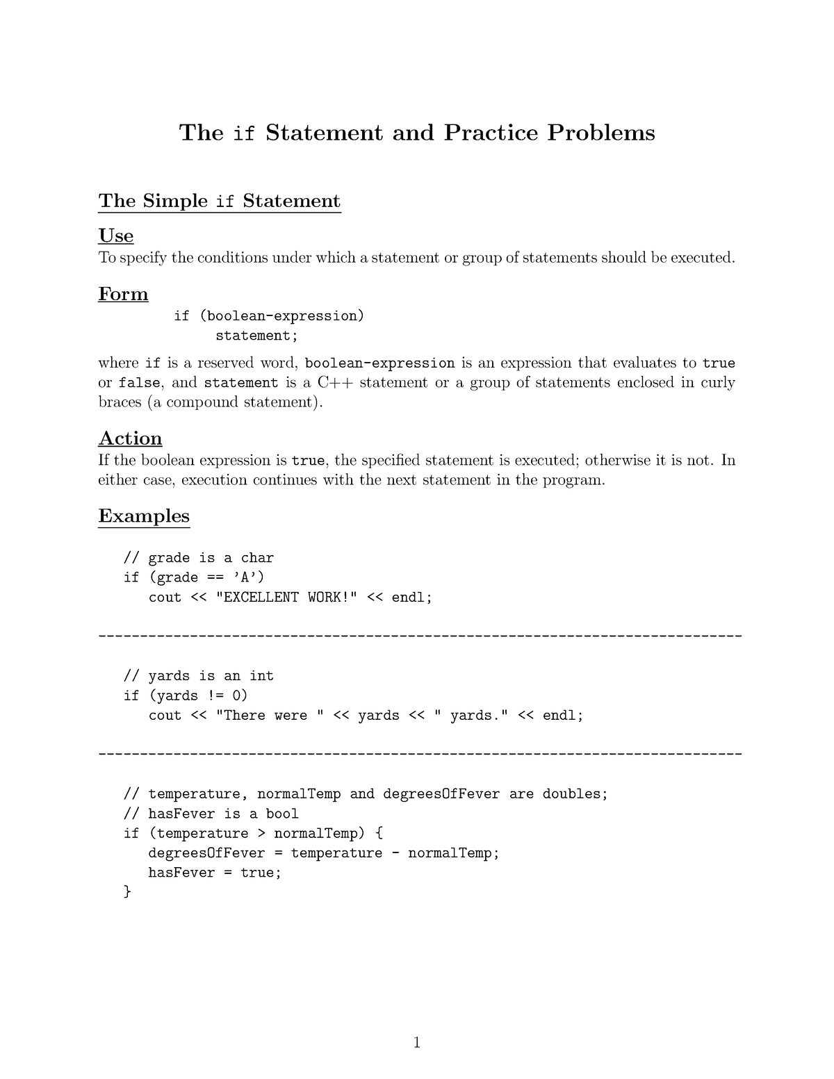 assignment of if statement