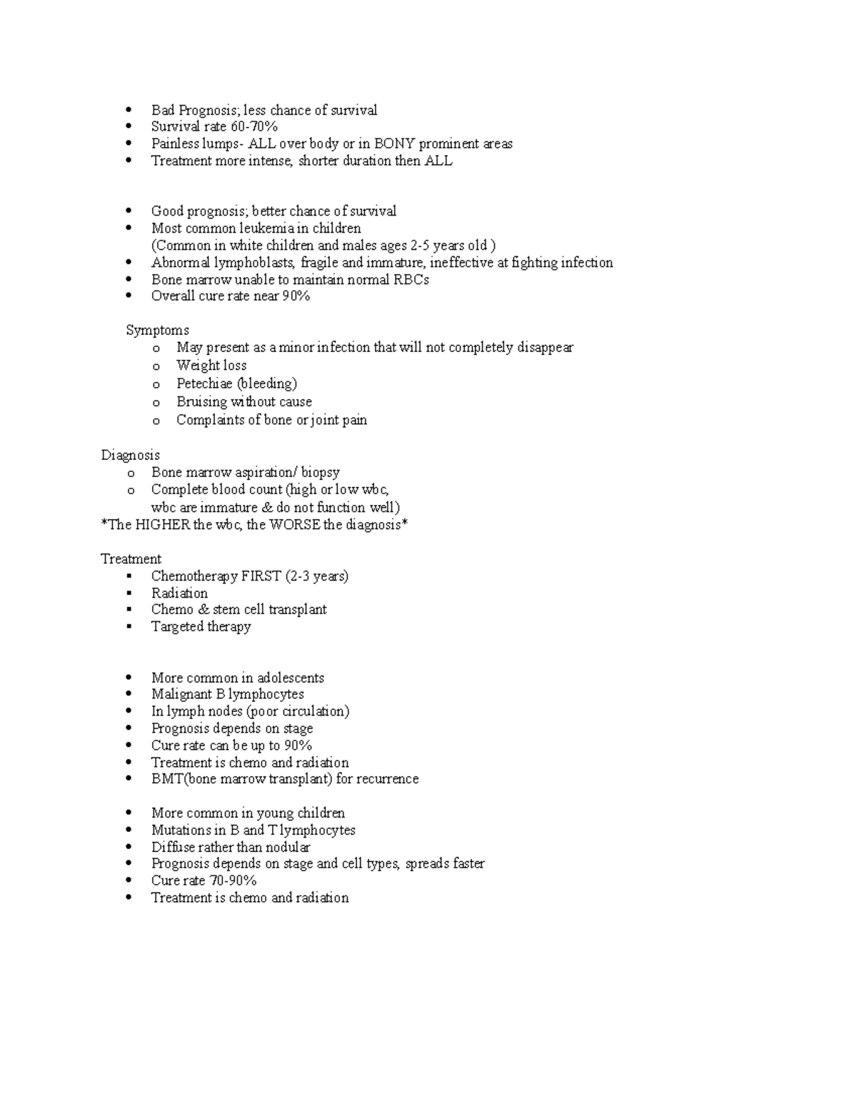 Bad Prognosis - notes - Bad Prognosis; less chance of survival Survival ...
