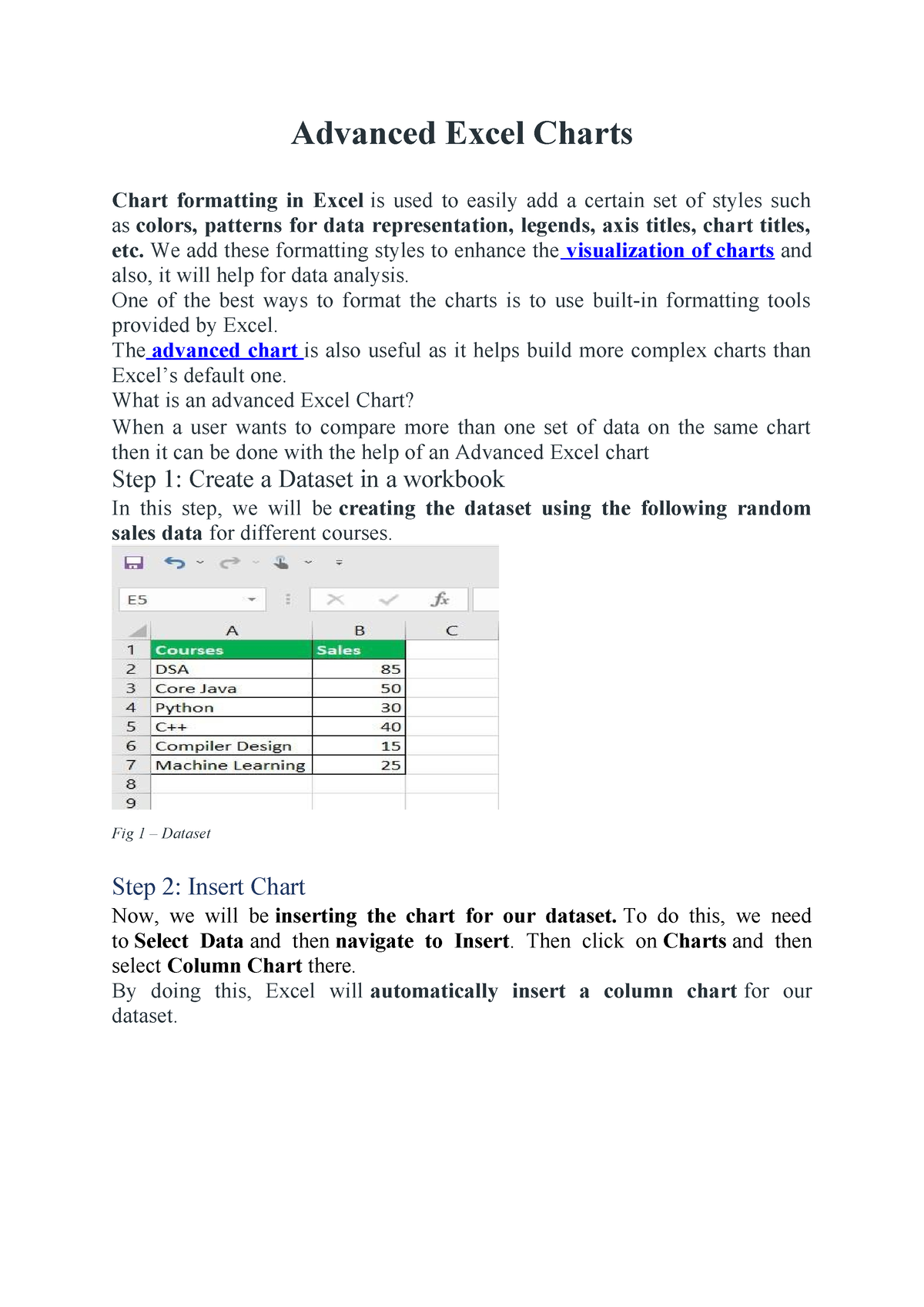 Advanced Excel Charts - Advanced Excel Charts Chart formatting in Excel