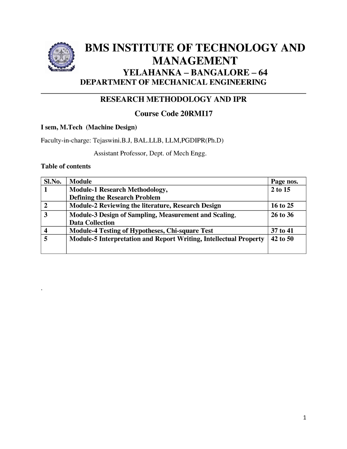 20RMI17- Pg - Notes - Tejaswini B J - BMS INSTITUTE OF TECHNOLOGY AND ...