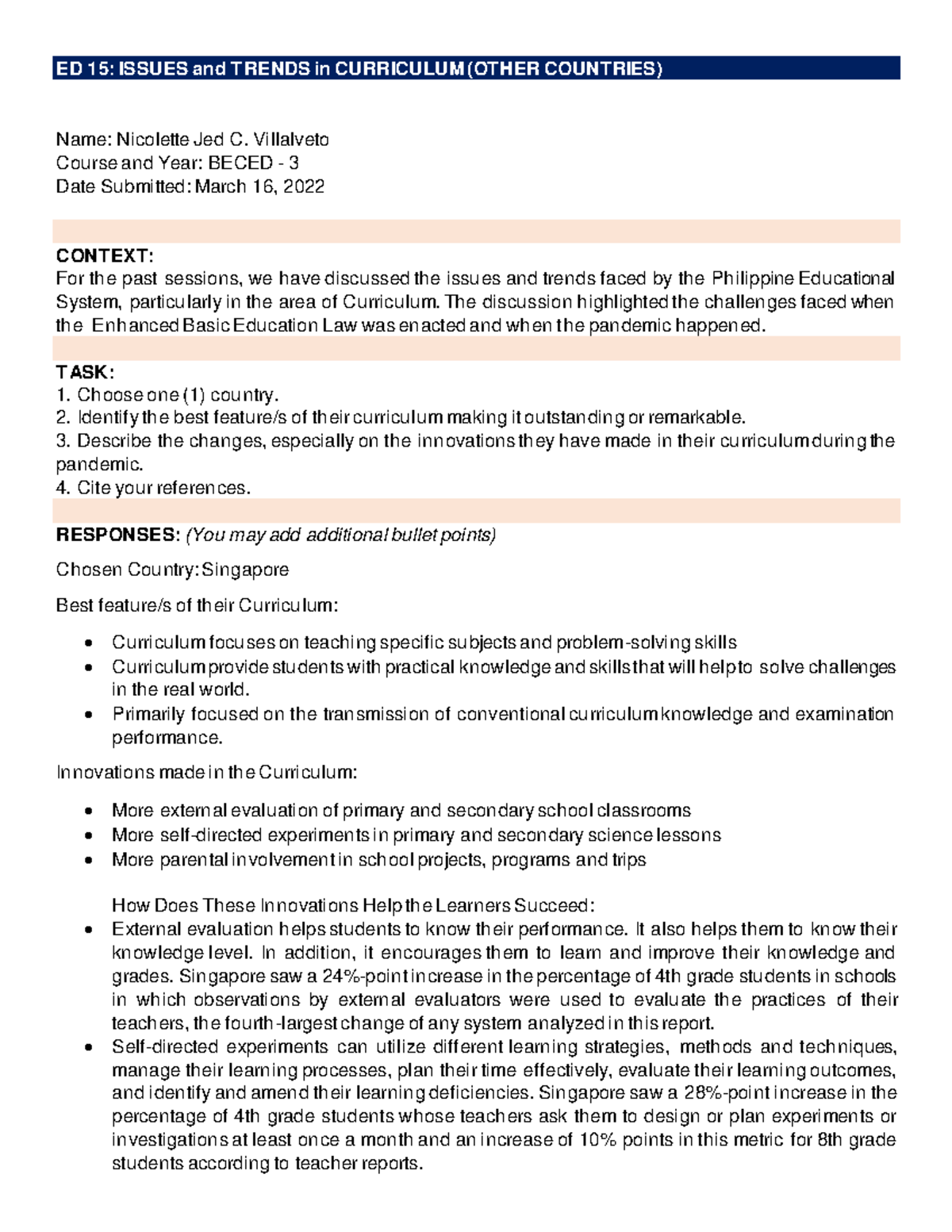 Villalveto ED 15 - Issues and Trends in Curriculum FROM THE Other ...