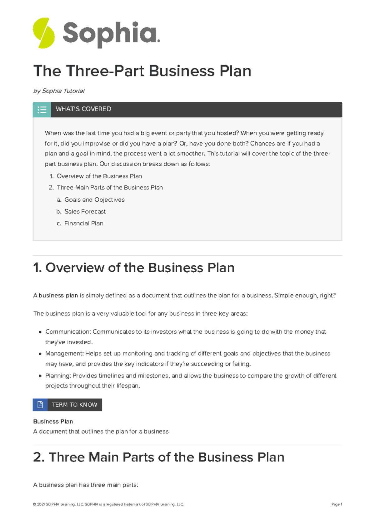 which part of the business plan is the most important