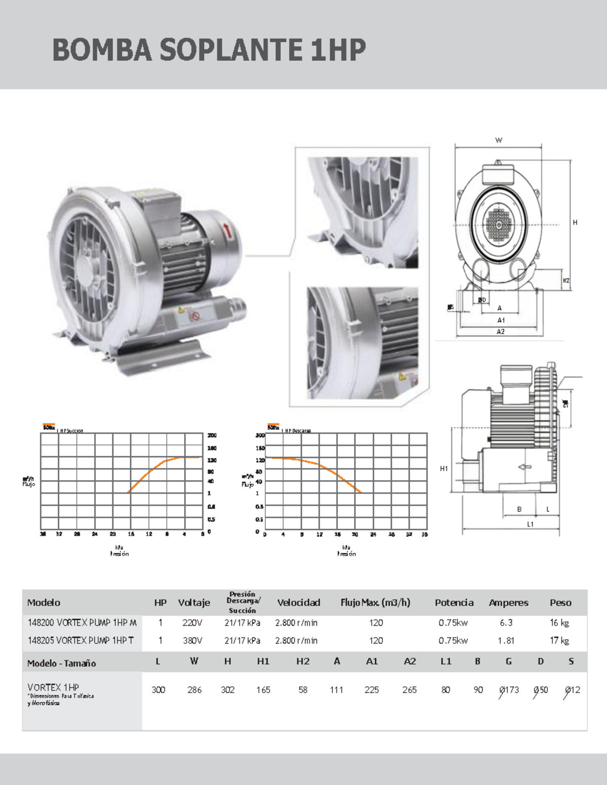 Ficha Técnica Bomba Soplante 1 Y 2 HP - BOMBA SOPLANTE 1HP H H D S A A ...