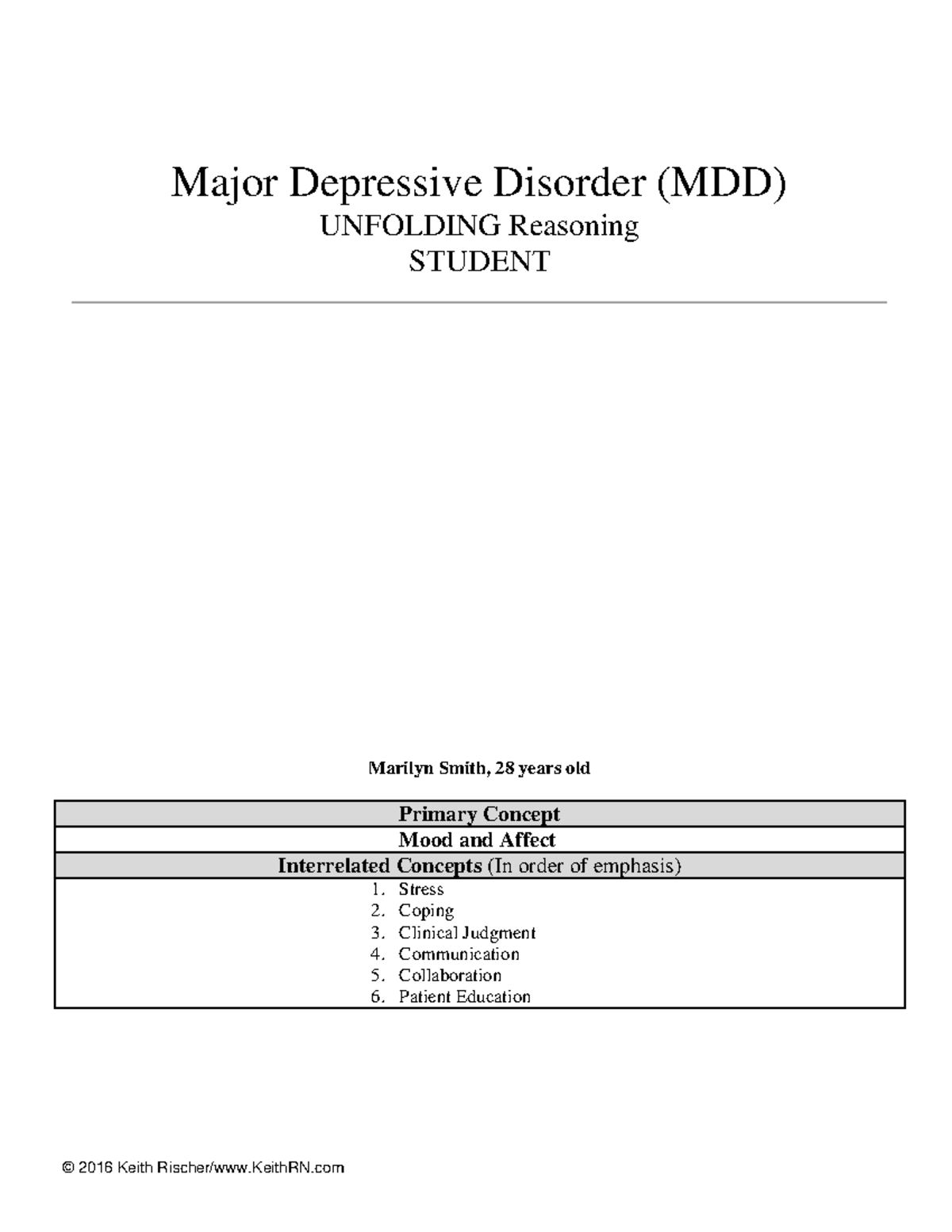 unfolding case study depression