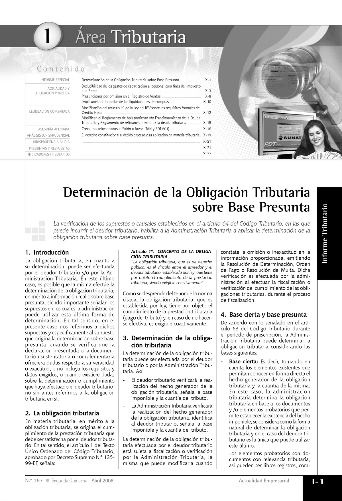 4. Determinacion DE LA Obligacion Tributaria - Tratamiento Tributario ...