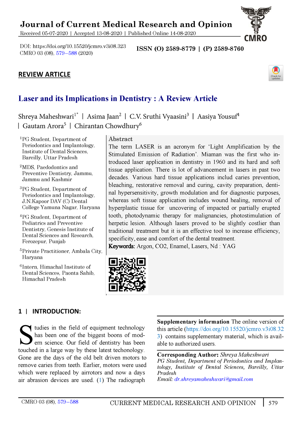 Laser And Its Implications In Dentistry A Review A - Journal Of Current ...