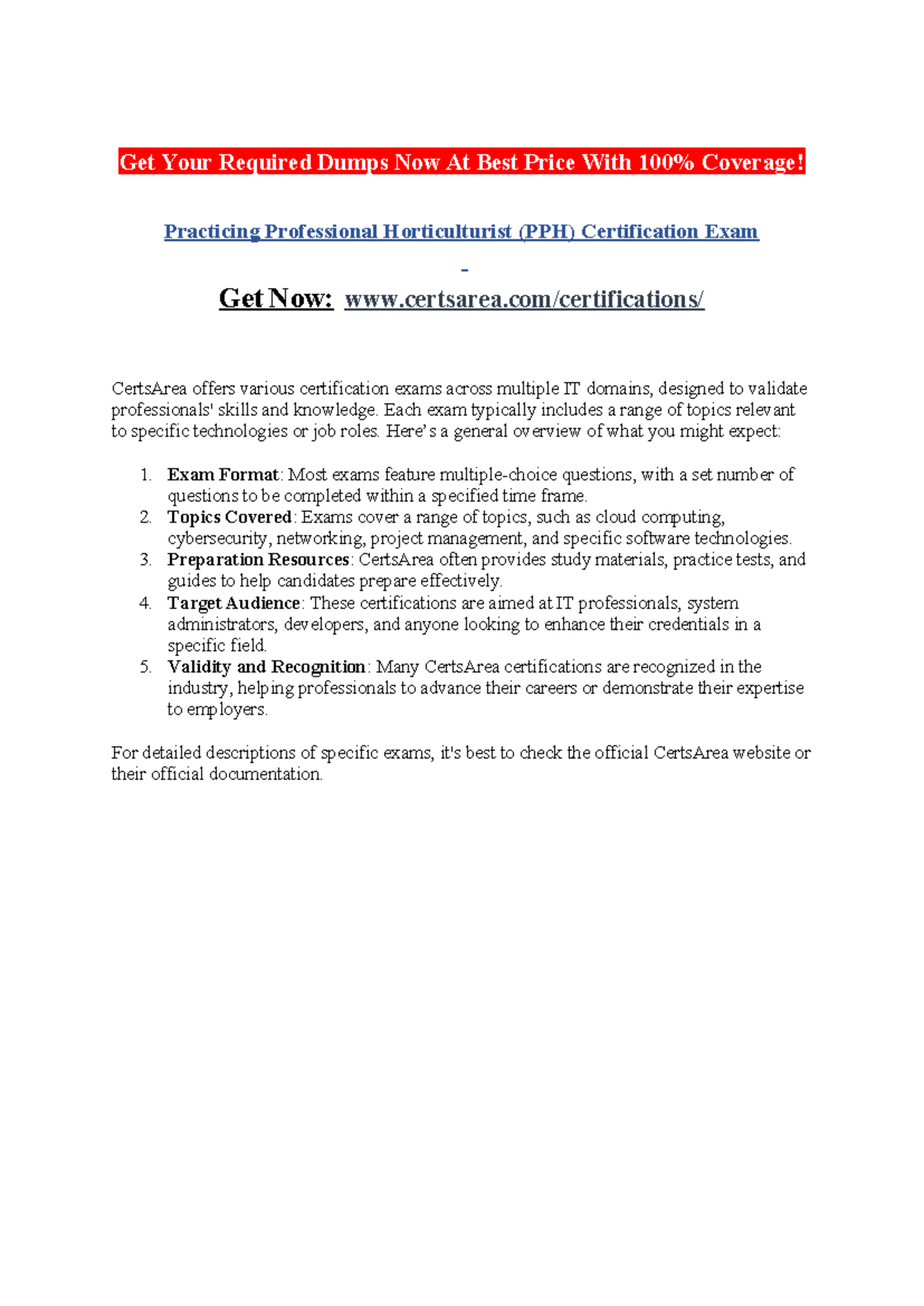 Practicing Professional Horticulturist (PPH) Certification Exam - Get ...