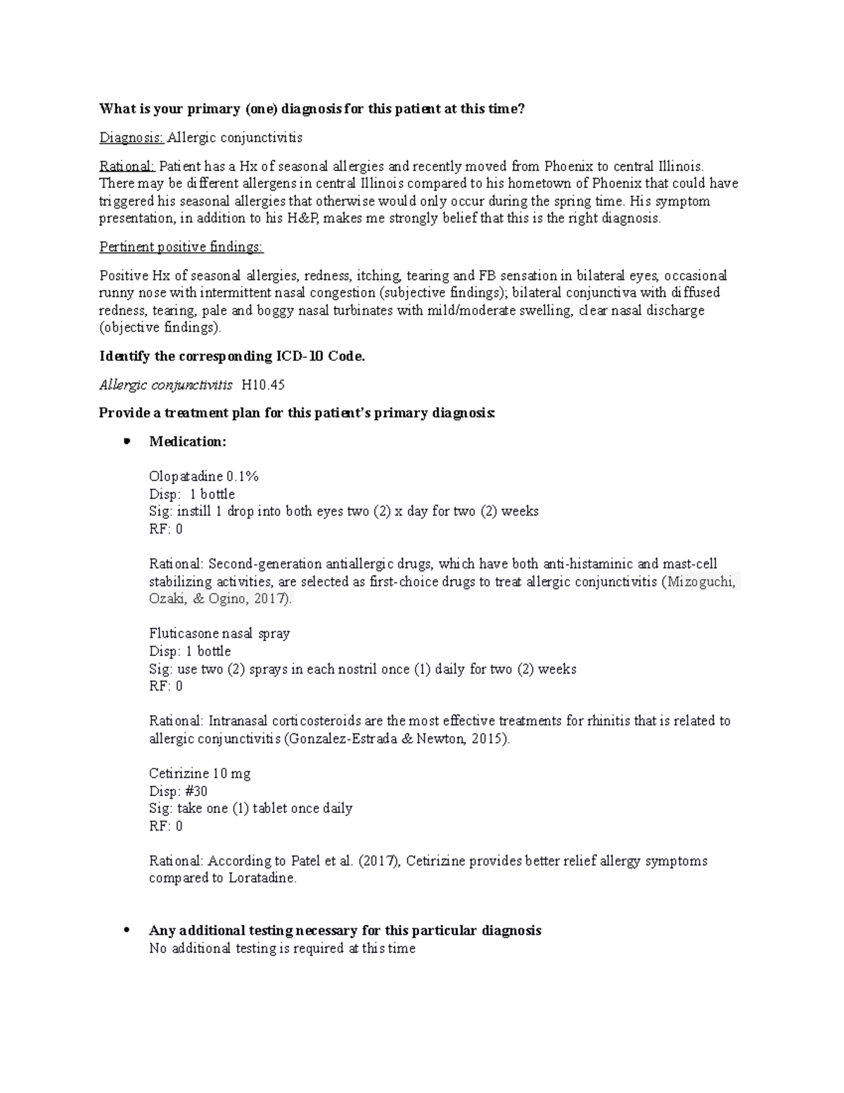 NR 511 Week 3 Discussion Part 2 - What Is Your Primary (one) Diagnosis ...