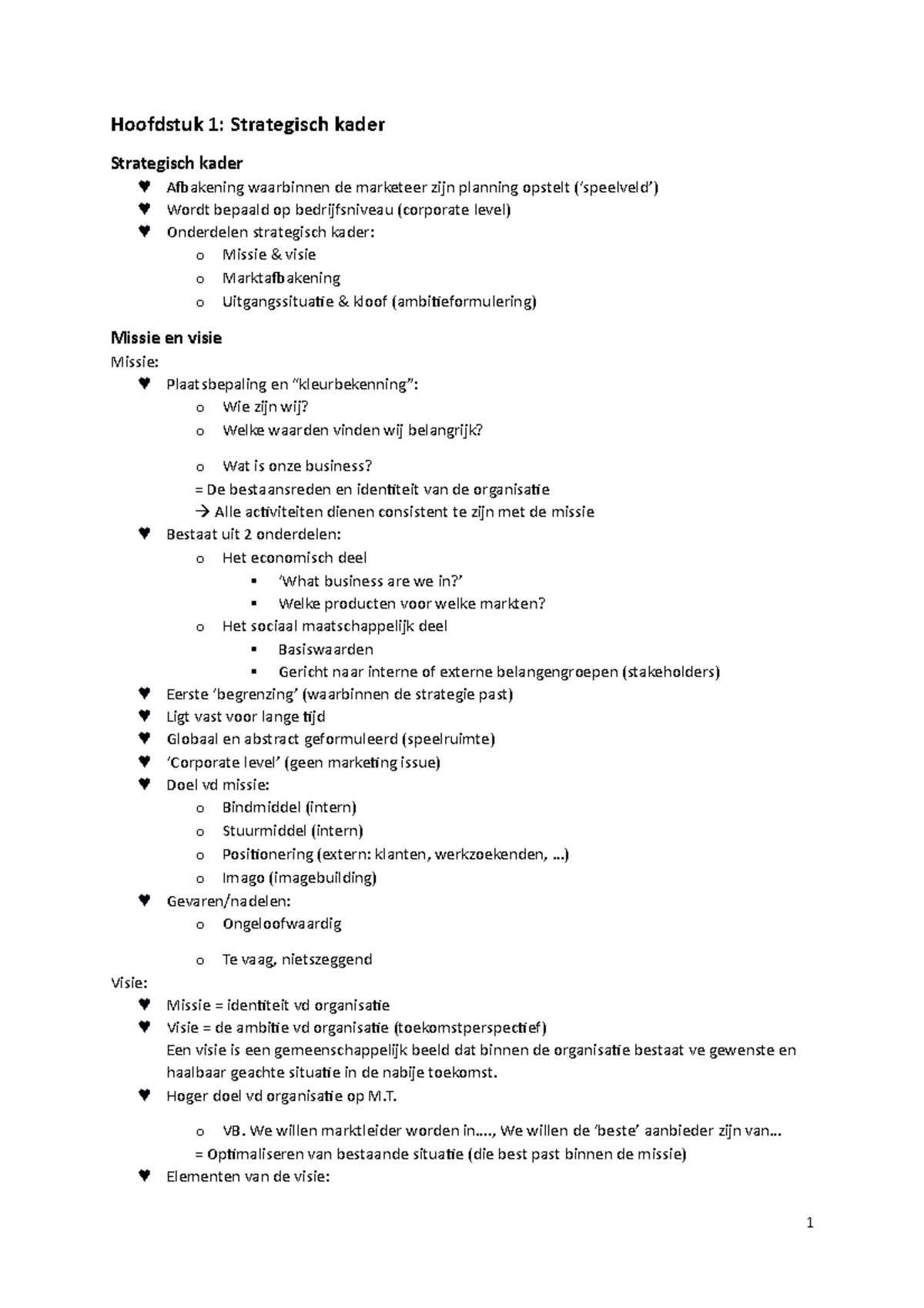 Hoofdstuk 1 - H1 Van De Powerpoints - Hoofdstuk 1: Strategisch Kader ...