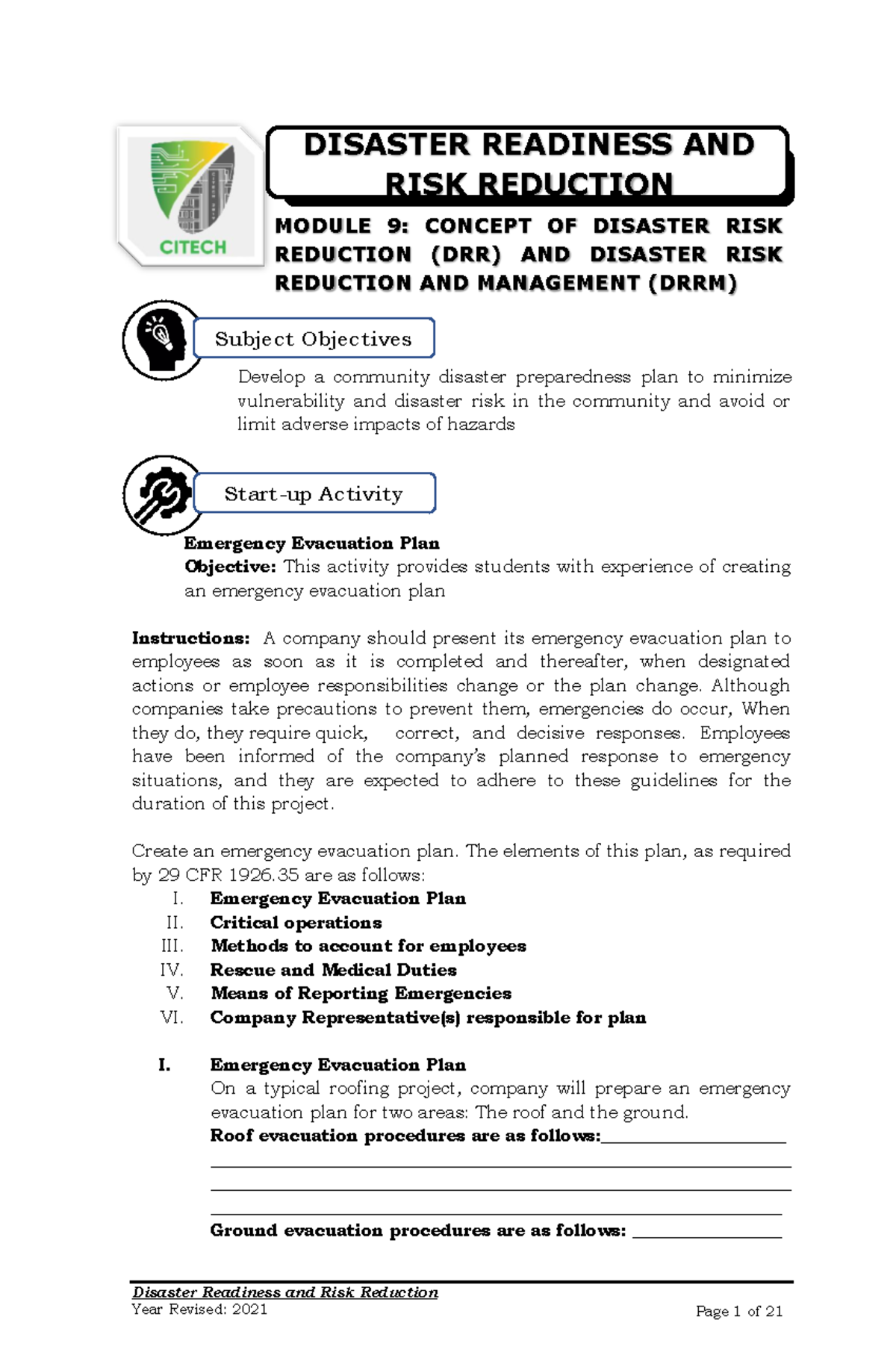 DRRR- Module 9 (WEEK15-16) - Disaster Readiness and Risk Reduction ...