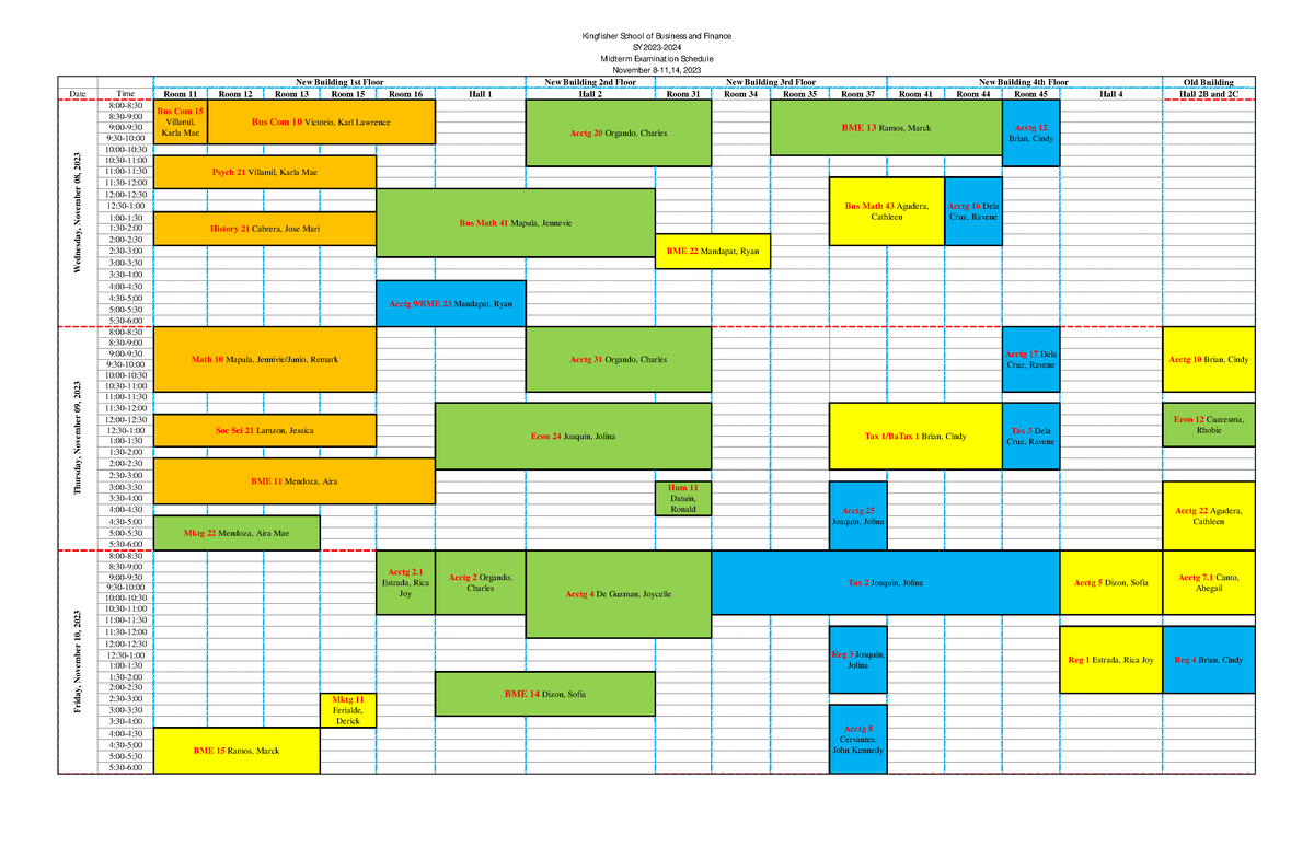 Version 5 Midterm exam schedule 1st Semester 2023 2024 subject ...