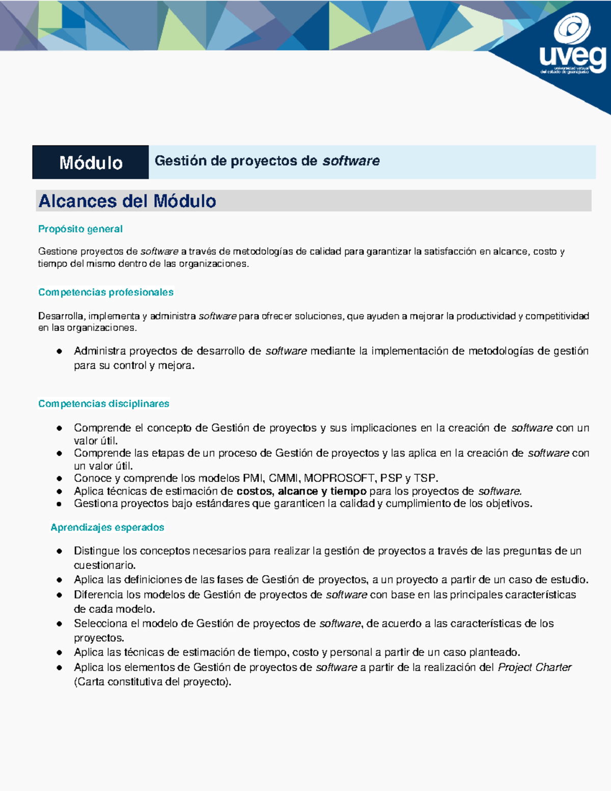 Bases - Módulo Gestión de proyectos de software Alcances del Módulo ...