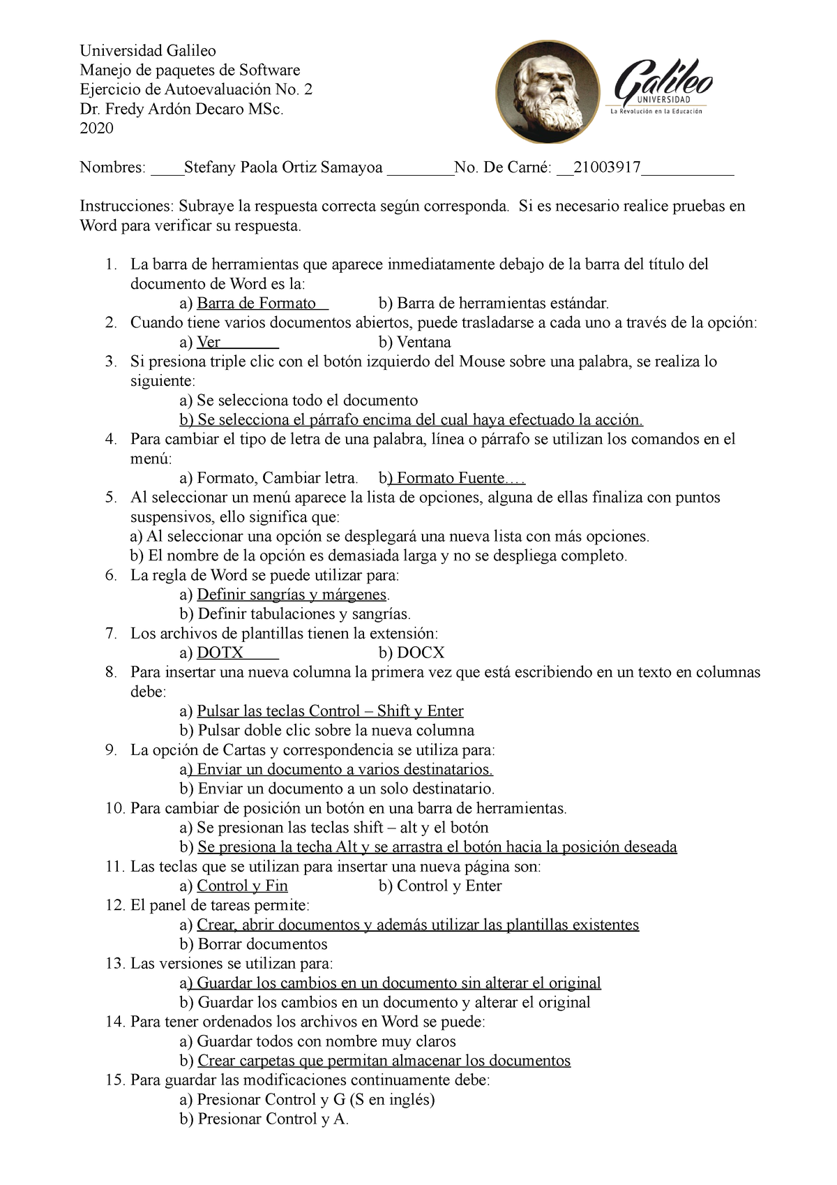 Autoevaluaci N De Word Nocsn - Universidad Galileo Manejo De Paquetes ...