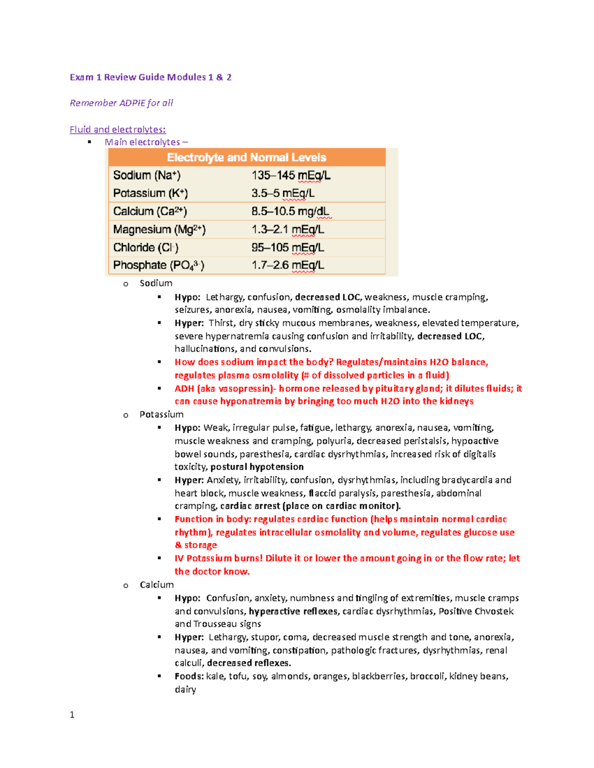 Exam 1 Review Guide - Exam 1 Review Guide Modules 1 & 2 Remember ADPIE ...