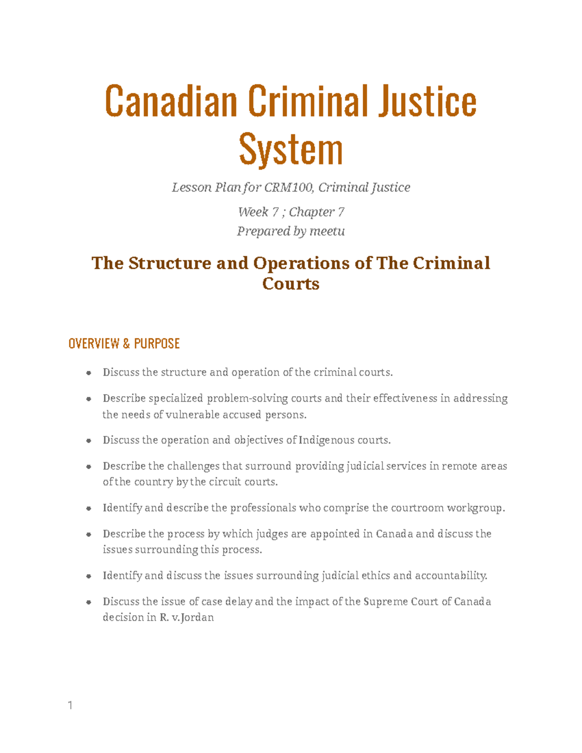 Canadian Criminal Justice System; Week 7; Chapter 7 Textbook - Canadian ...