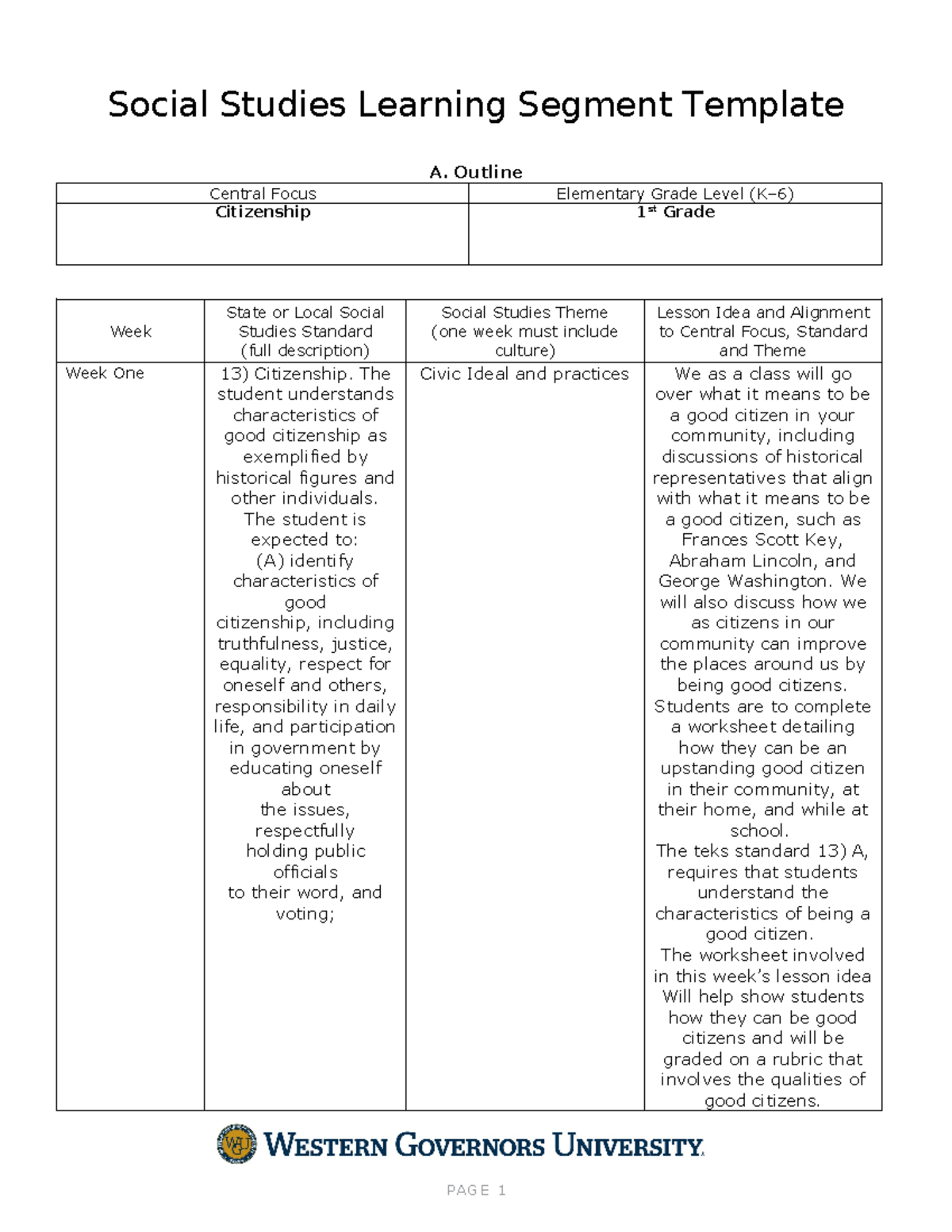 Social Studies Task 1 - Passed - Social Studies Learning Segment ...