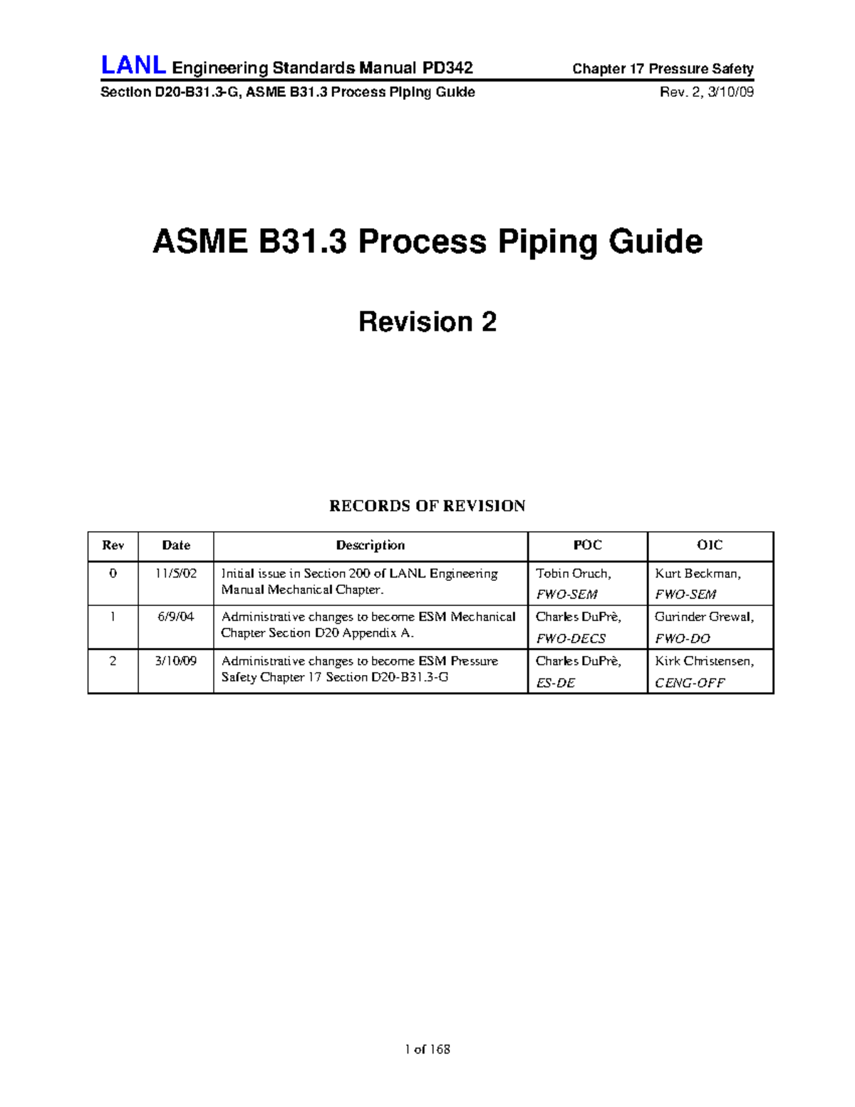 Process Piping Guide R2 - Section D20-B31-G, ASME B31 Process Piping ...