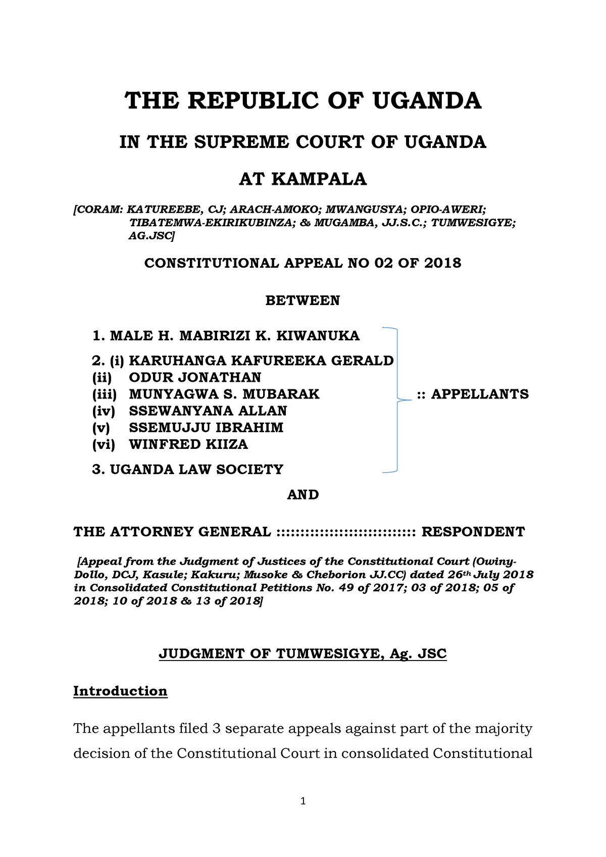 Supreme Court Uganda 2019 6 0 THE REPUBLIC OF UGANDA IN THE SUPREME   Thumb 1200 1697 