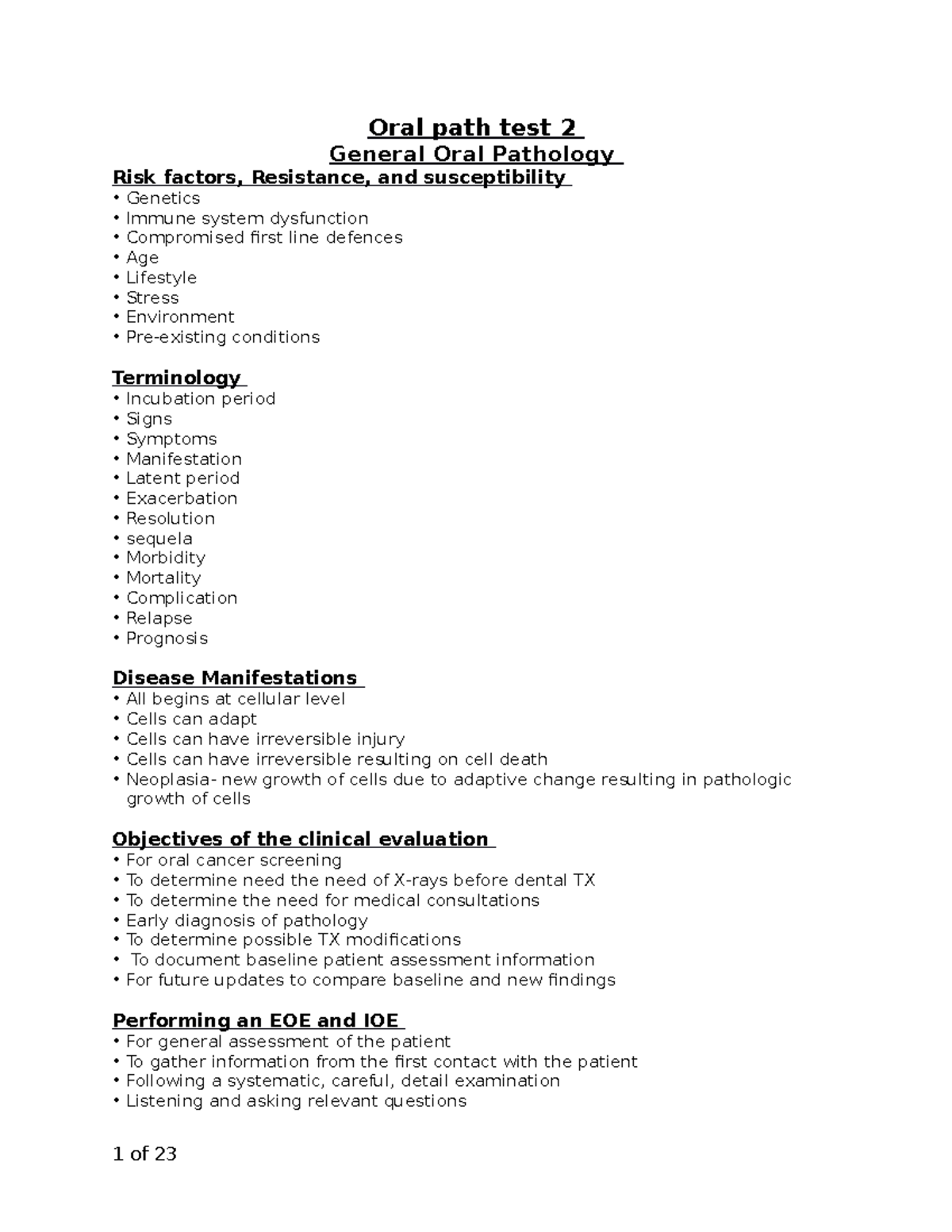 Oral path test 2 course work Oral path test 2 General Oral
