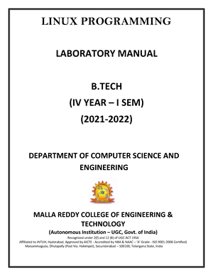 Linux Programming LAB LINUX PROGRAMMING LABORATORY MANUAL B IV