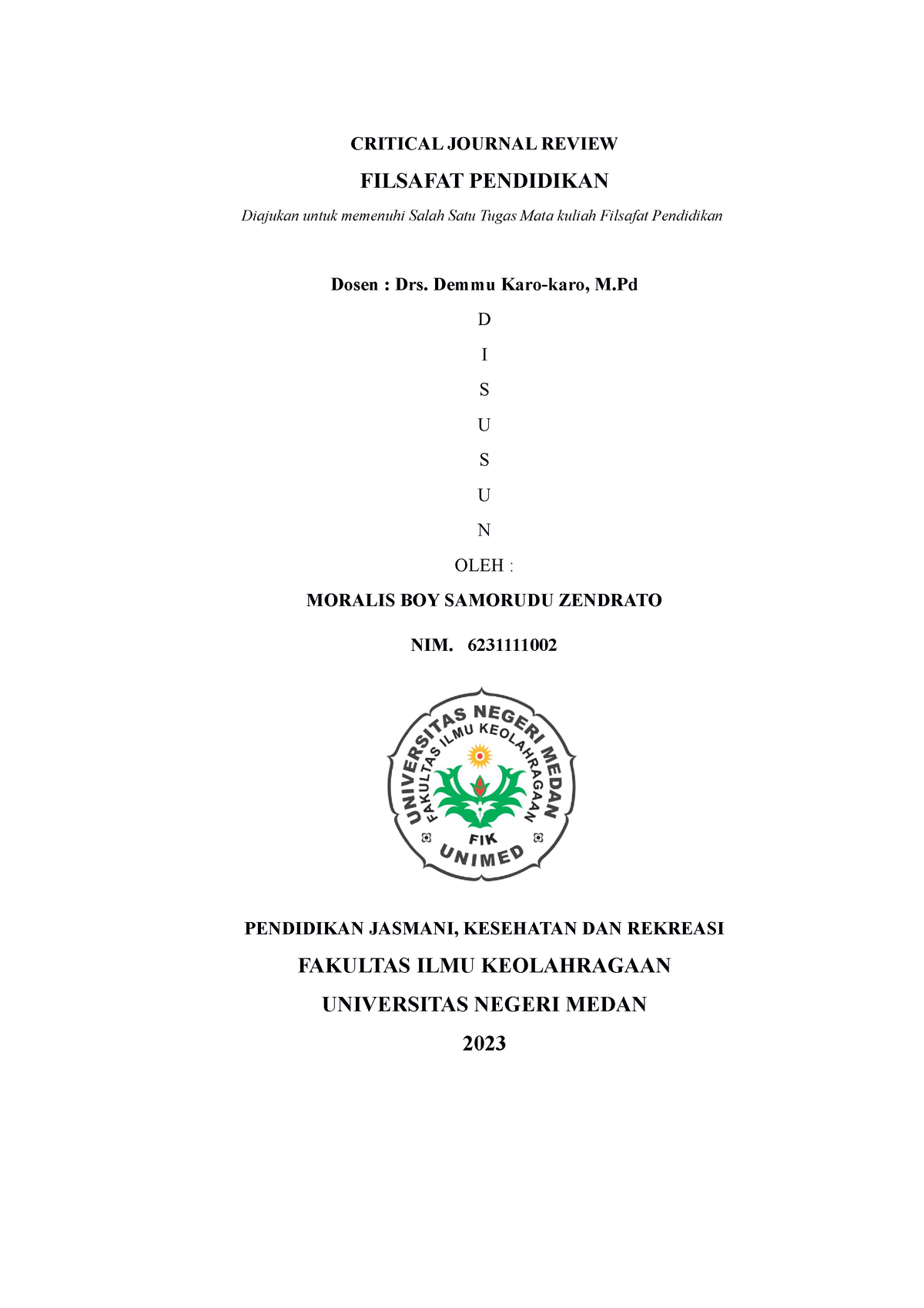 Critical Journal Review- MK Filsafat Pendidikan- Moralis BOY- Pjkra 23 ...