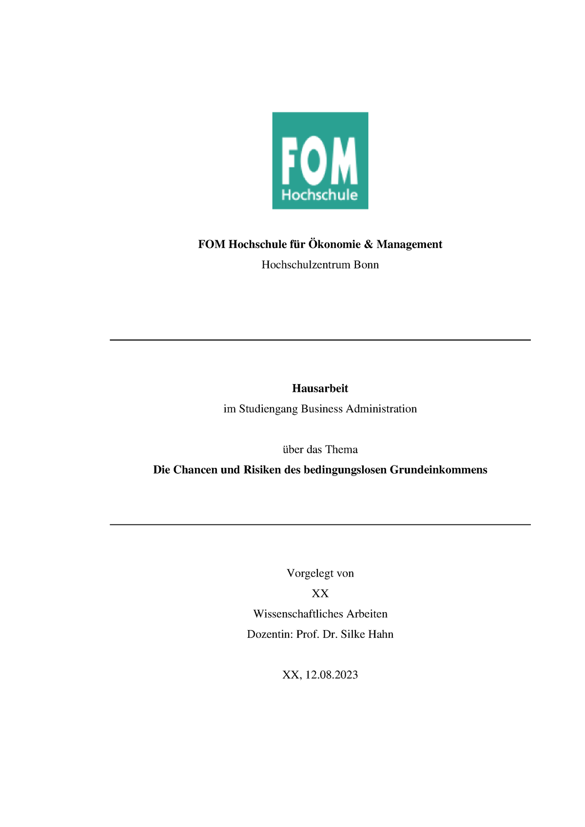 Hausarbeit Wissenschaftliches Arbeiten Studocu - I FOM Hochschule Für ...