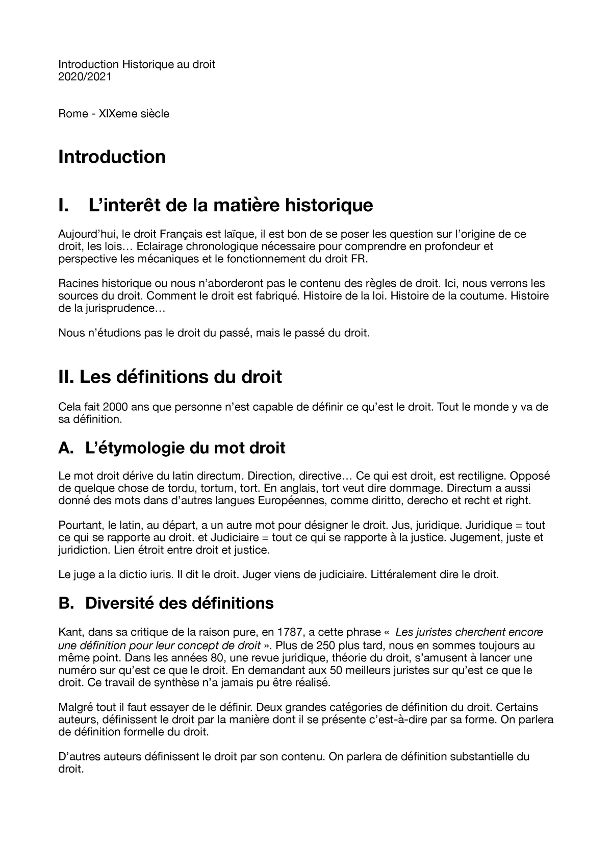 Introduction Historique Au Droit L1 Série 1 - S1 - Introduction ...