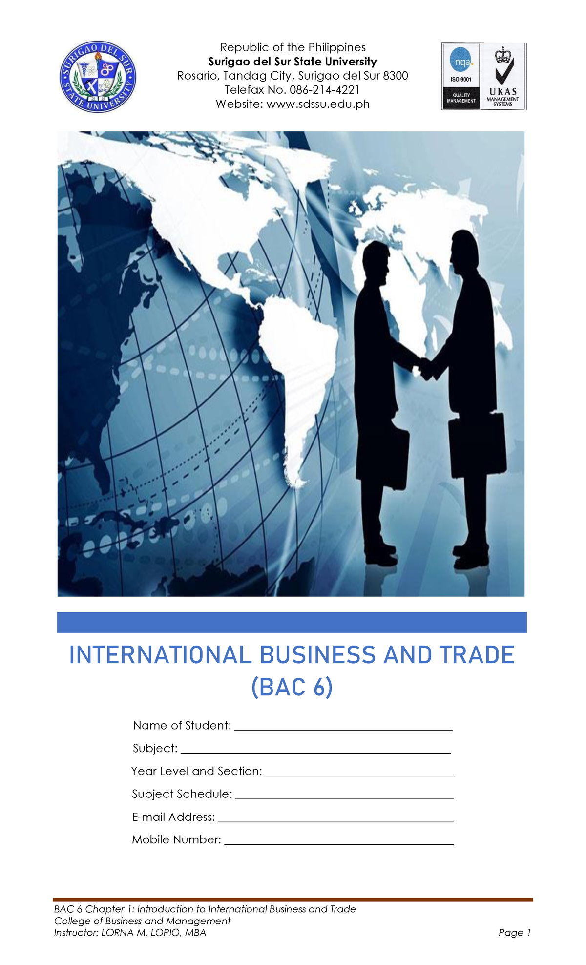 Chapter-1 - An Introduction To International Business And Trade Subject ...